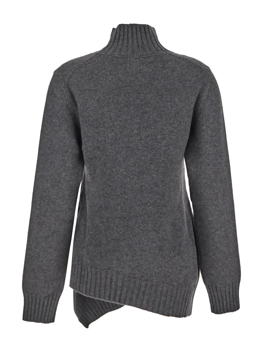 Shop Jil Sander Asymmetric Bottom Knit Sweater