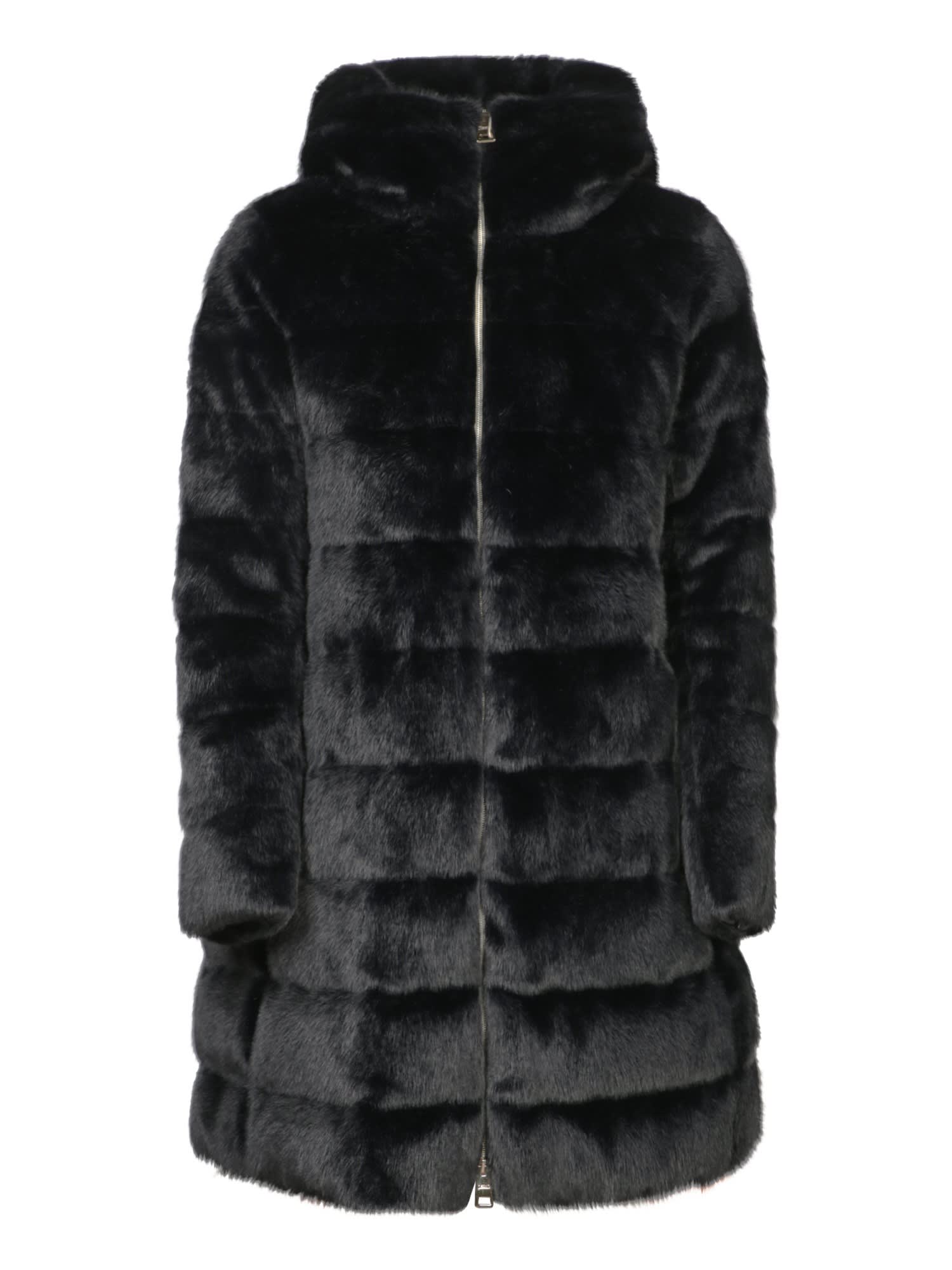 Shop Herno Ashape Fur Black Down Jacket