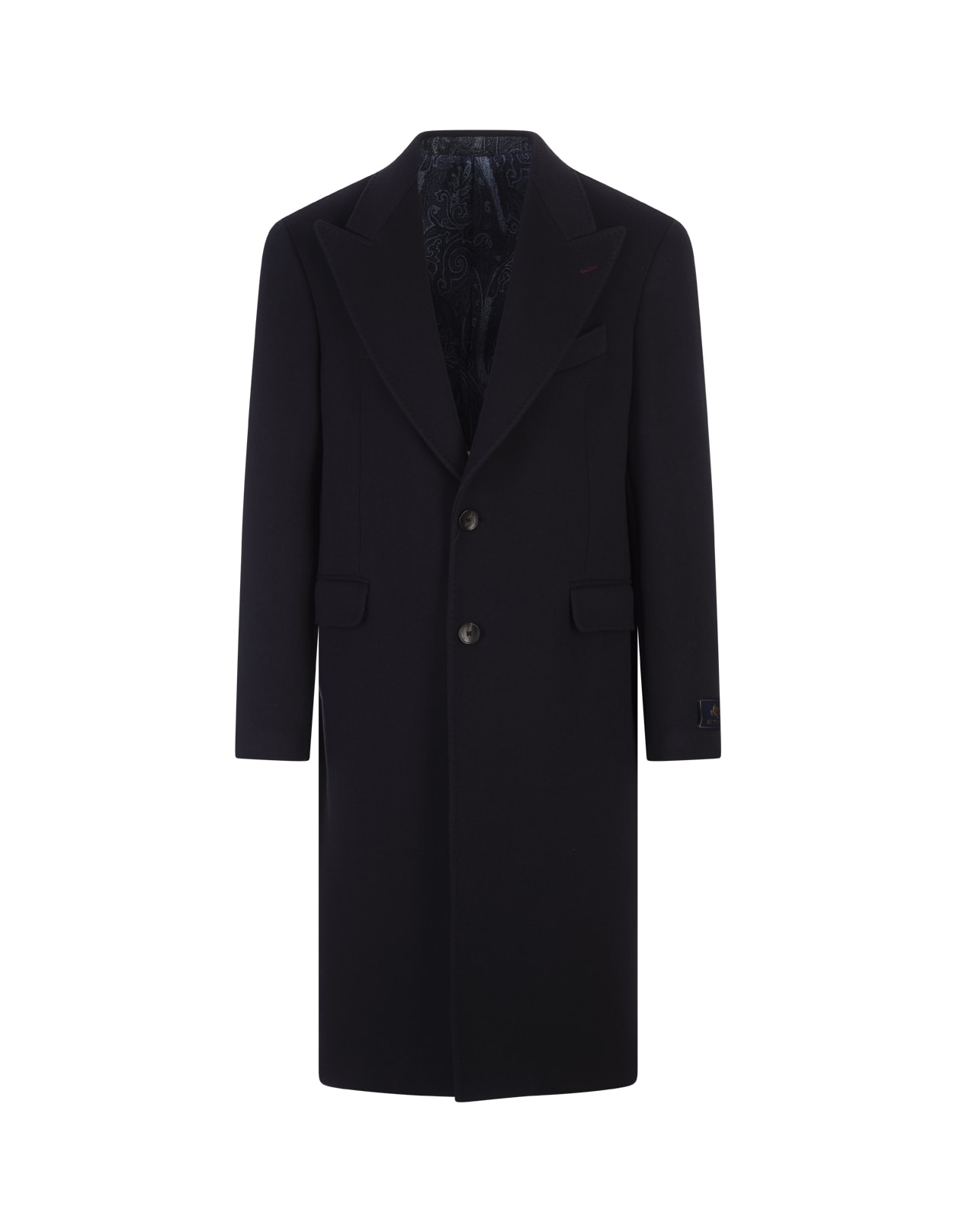 Shop Etro Navy Blue Cashmere Coat