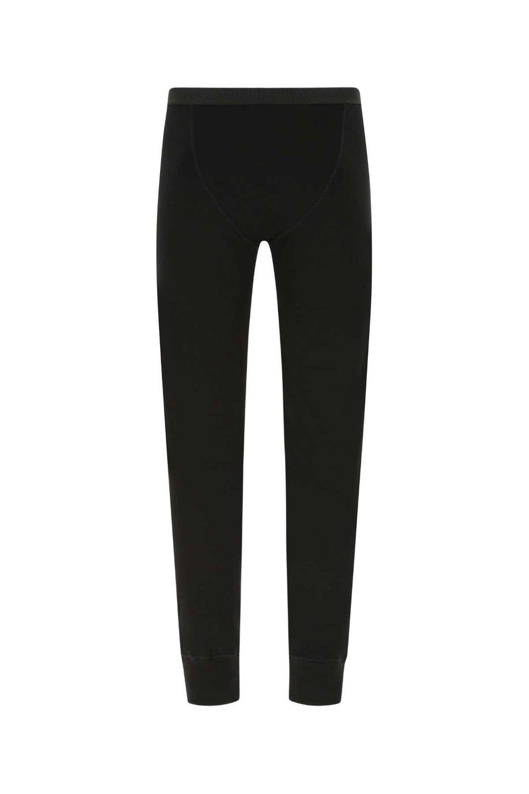 Tom Ford Stretch Cotton Leggings With Elastic Waistband And Ribbed Cuffs In Black