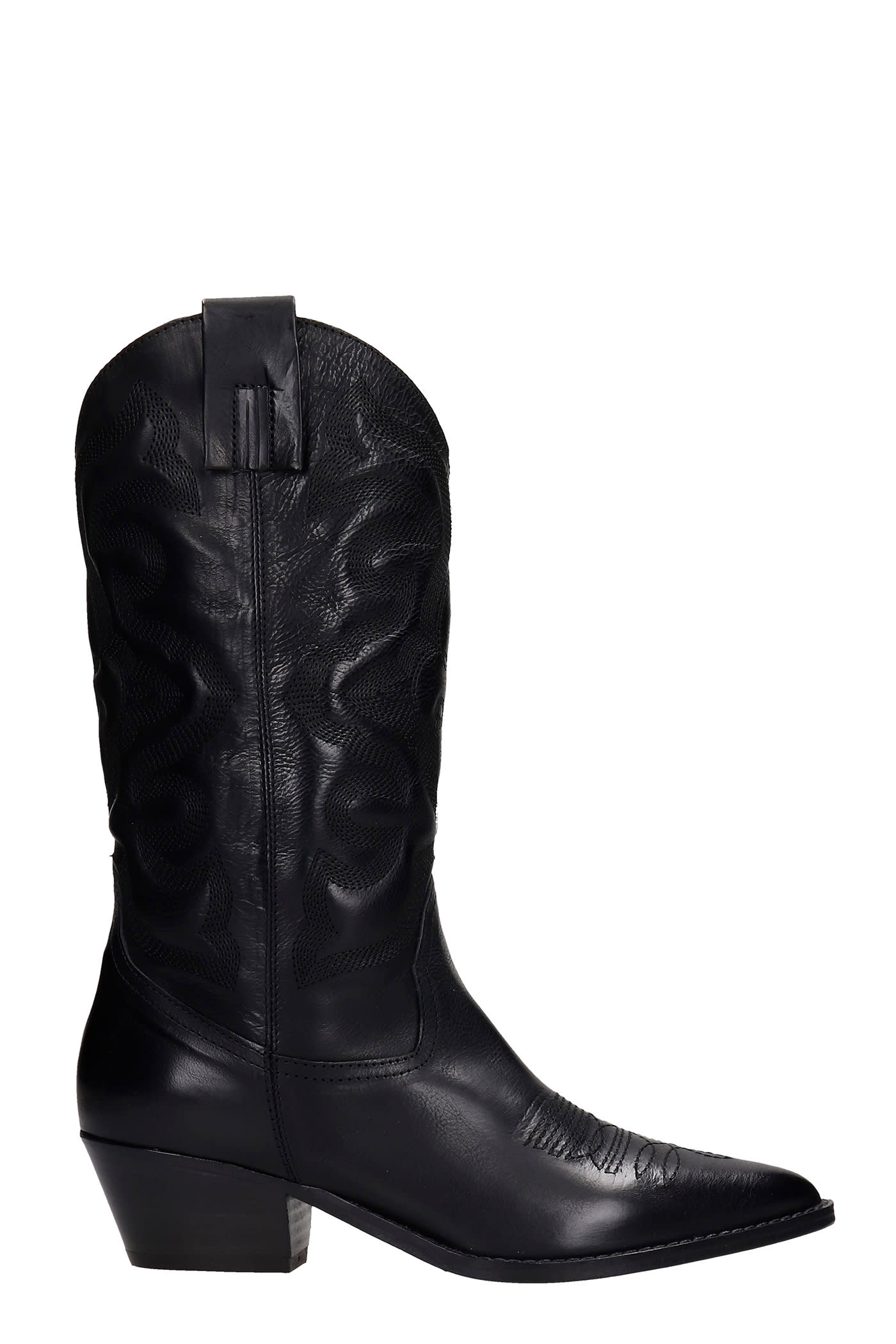Julie Dee Texan Boots In Black Leather