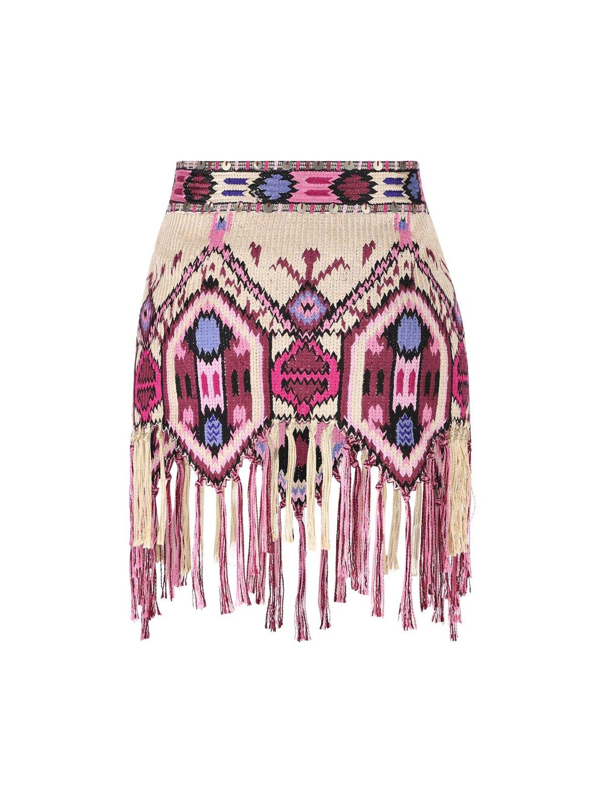 ISABEL MARANT YOLANA FRINGED EMBROIDERED MINI SKIRT