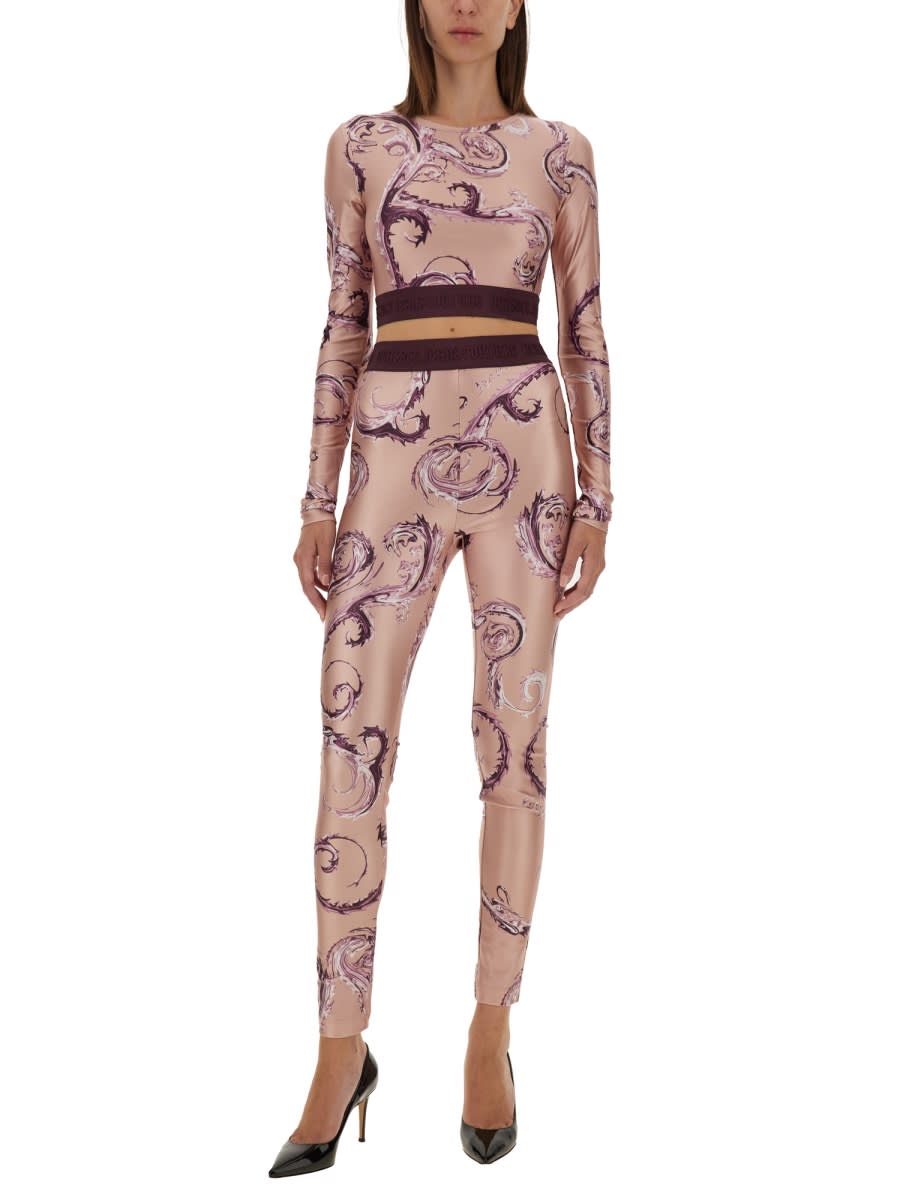 Versace Jeans Couture Leggings With Print In Pink