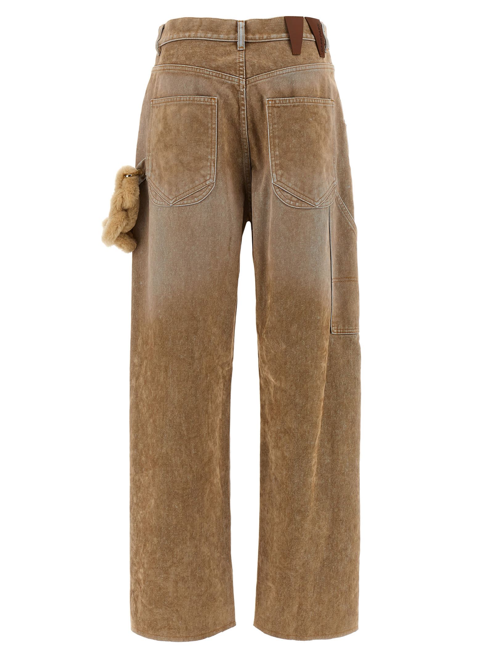 Darkpark Side-embellishment Bleached Wide-leg Jeans In Multi
