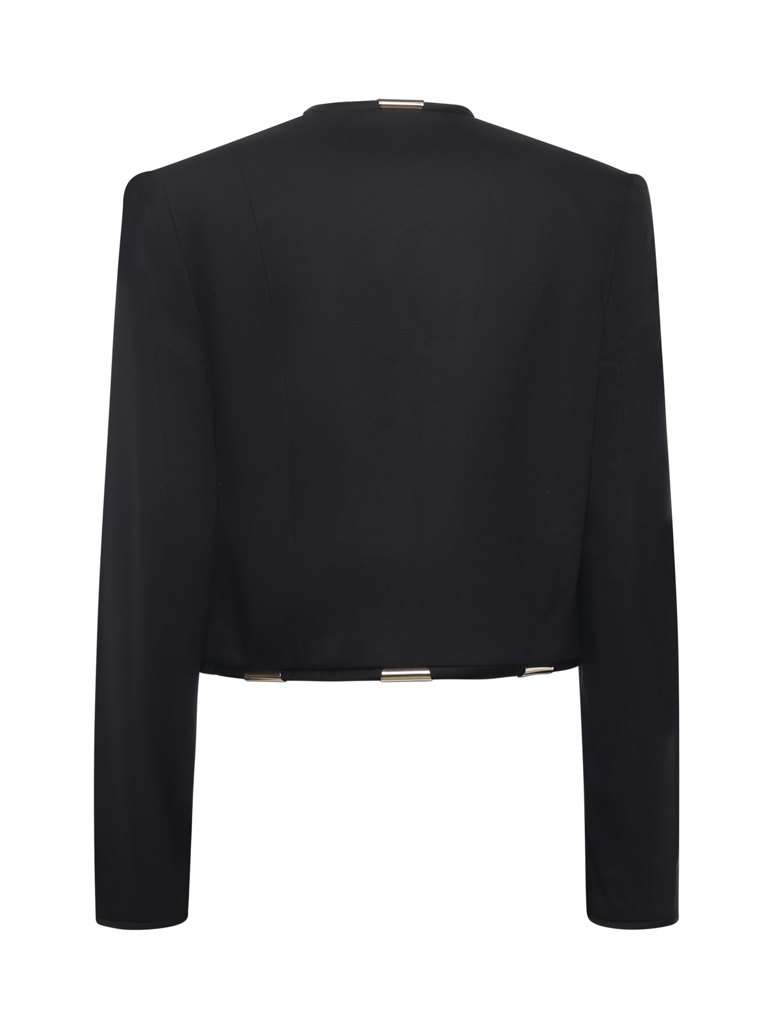 Genny Cropped Jacket With Metallic Details In Black