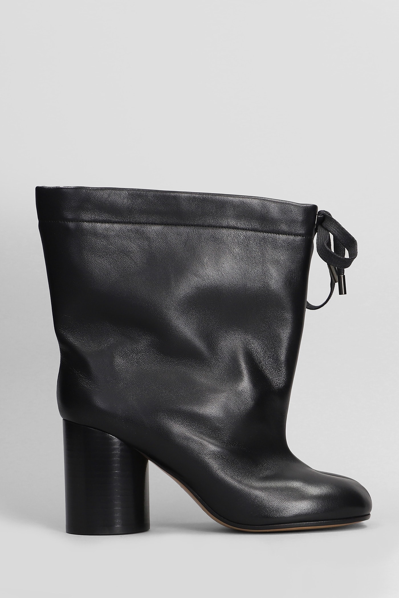 Shop Maison Margiela Tabi High Heels Ankle Boots In Black Leather