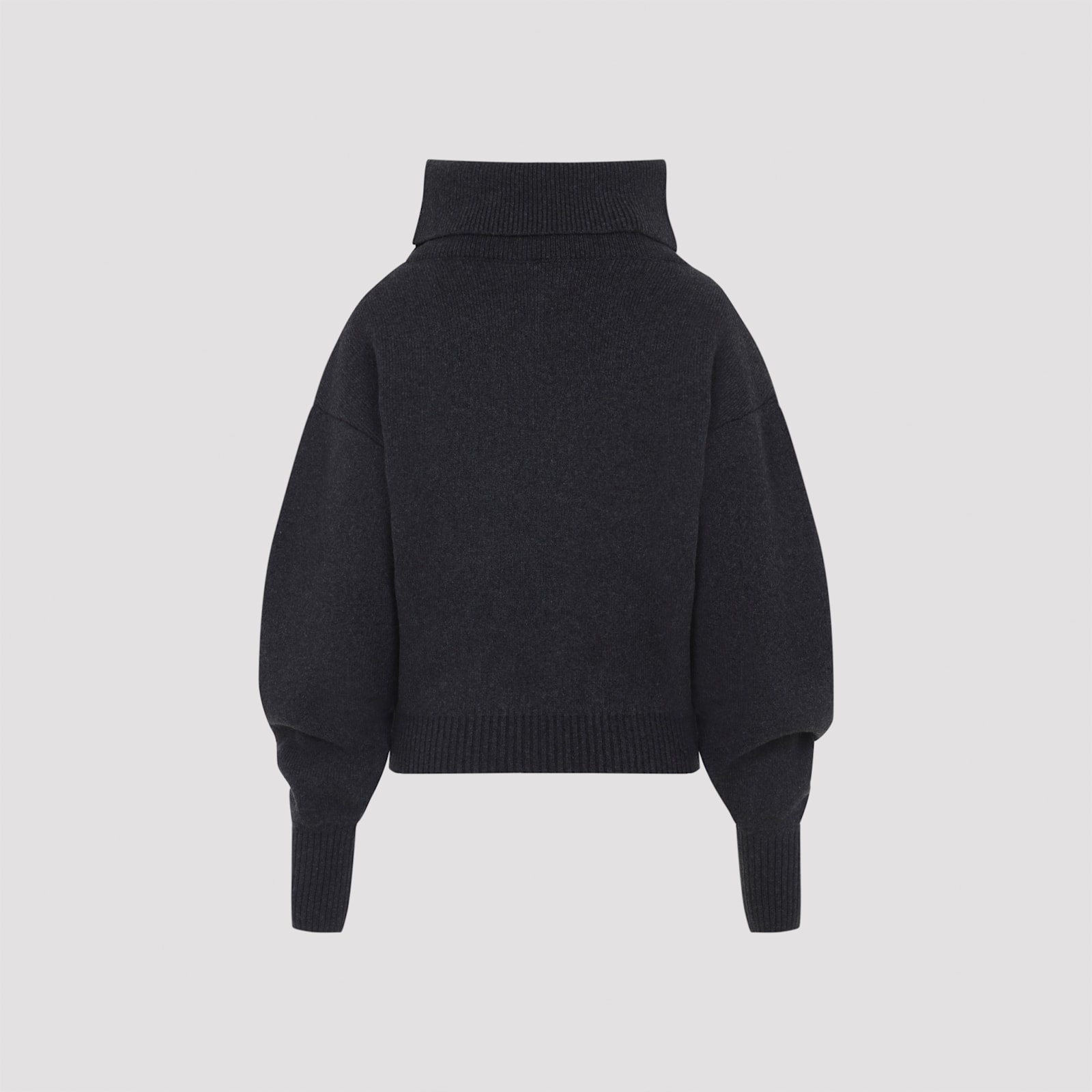 Jacquemus Dark Grey Virgin Wool La Maille Pallone Pullover In Gray