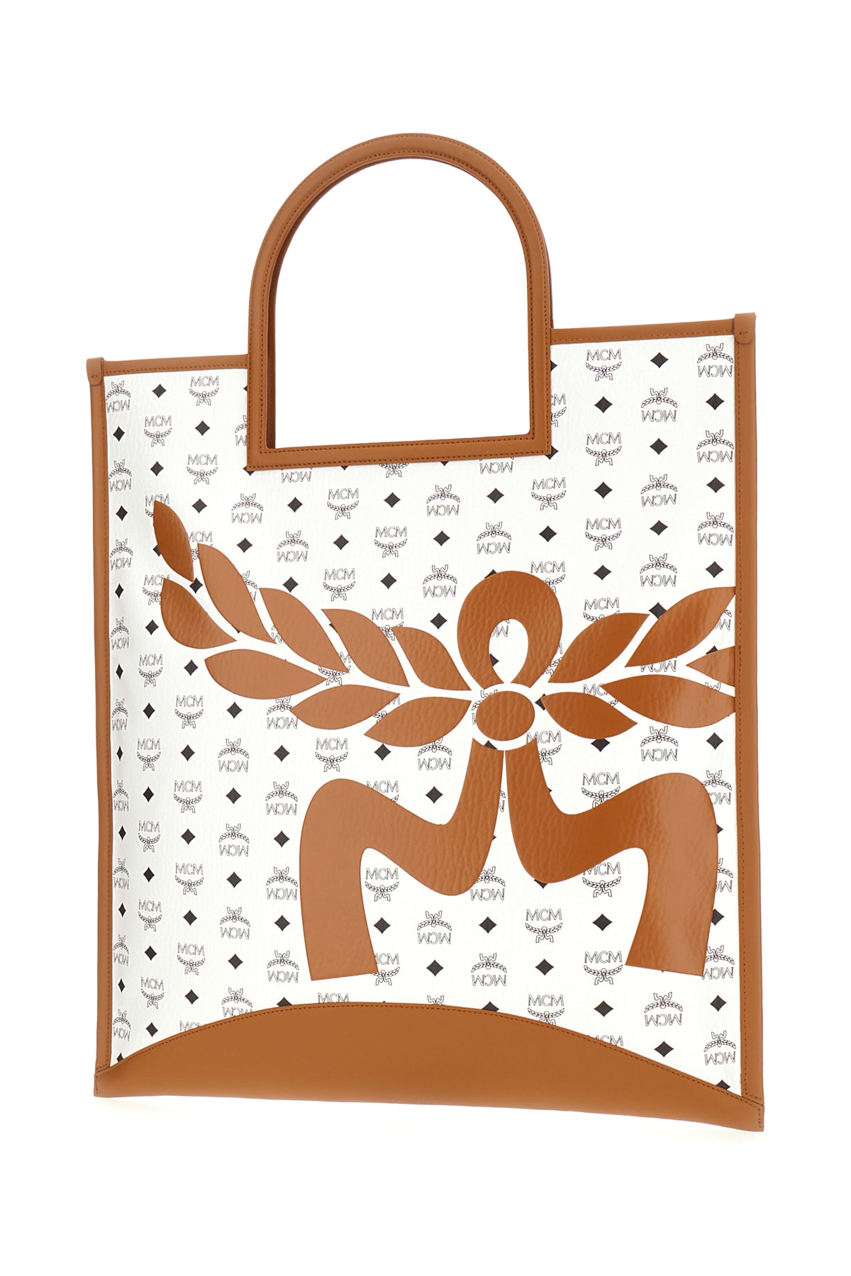 Shop Mcm Printed Canvas Shopping Bag In Wt