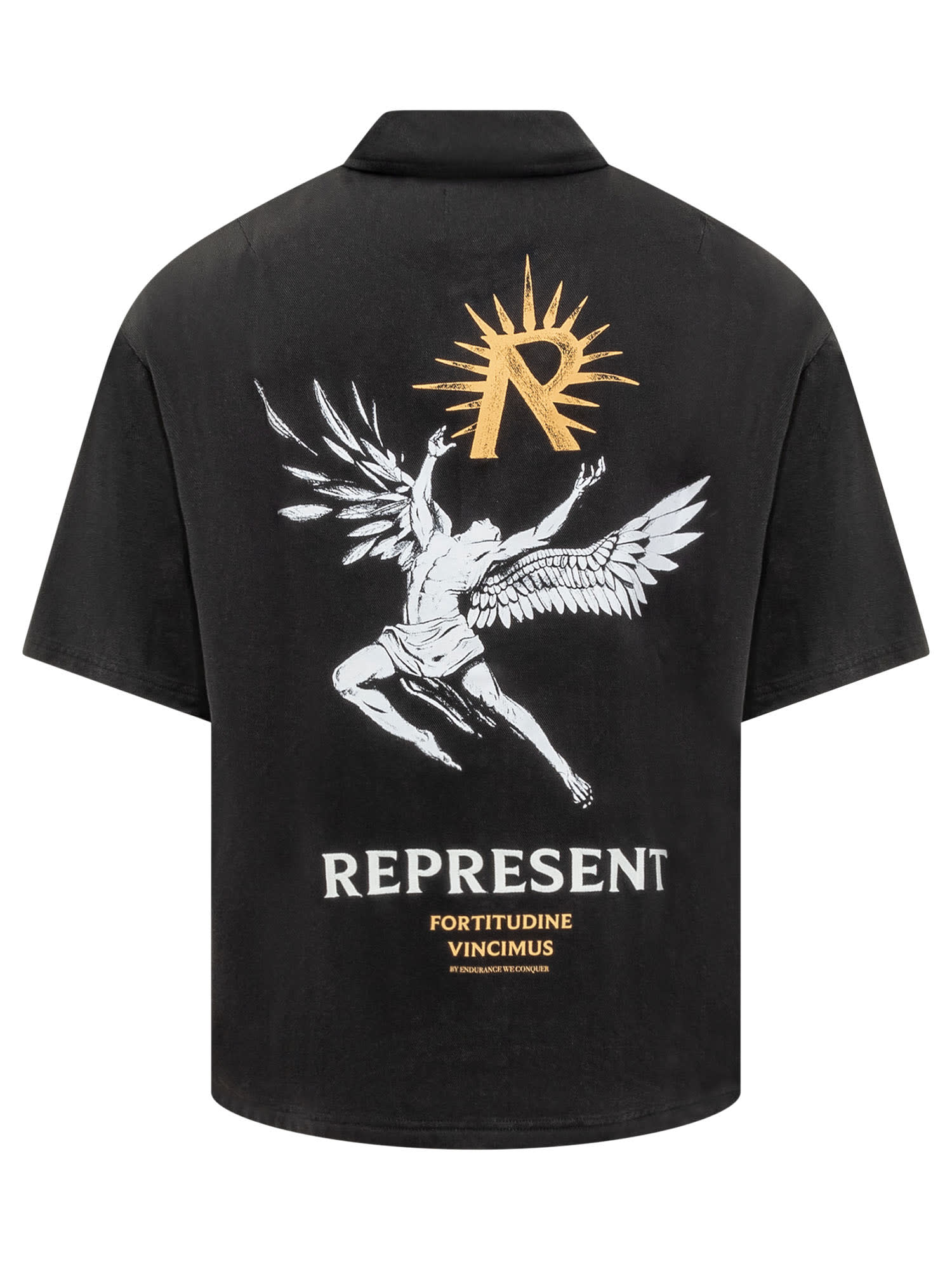 Shop Represent Shirt With Icarus Print In Black