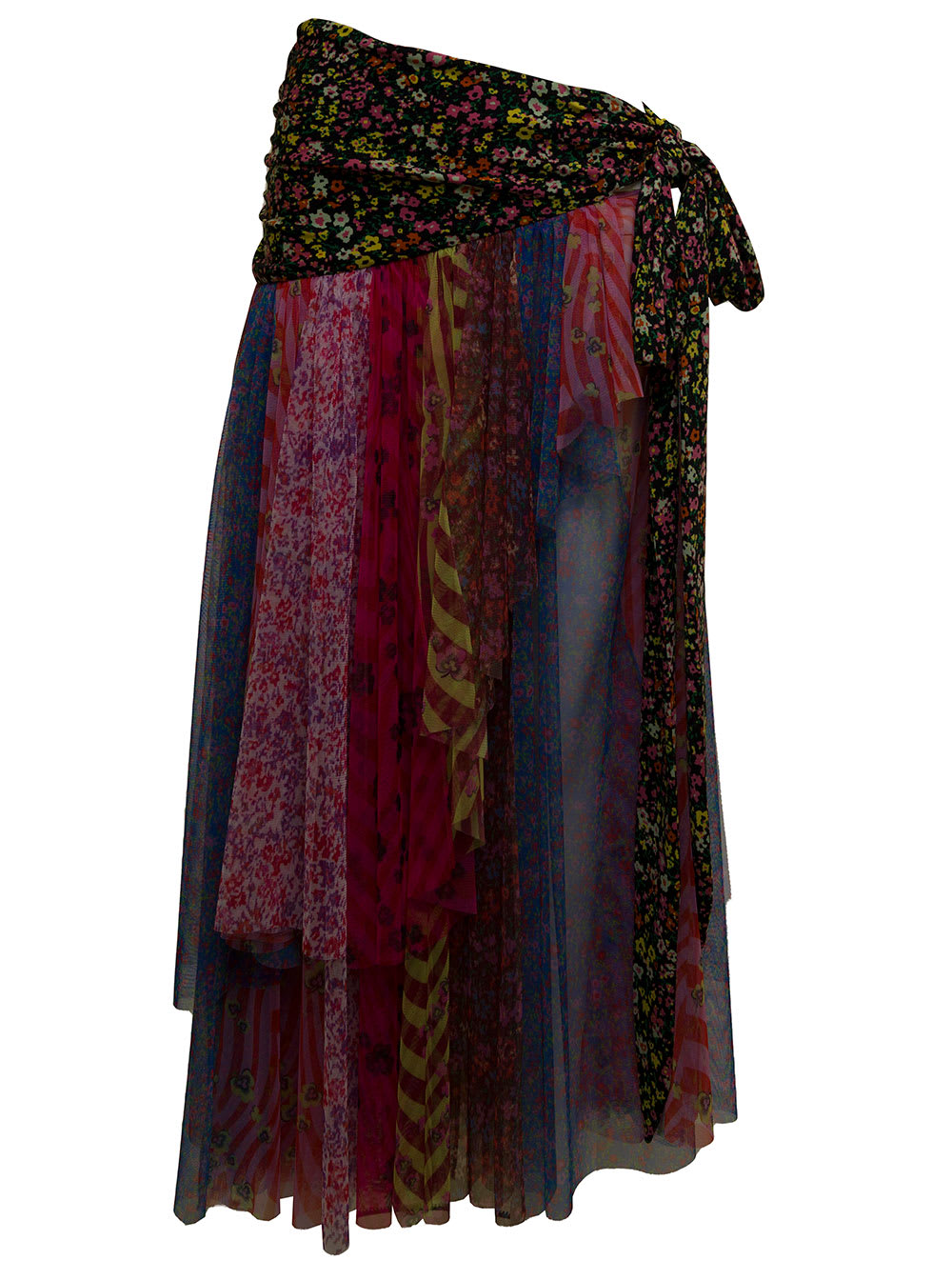 Philosophy Di Lorenzo Serafini Womans Long Silk Partchwork Skirt