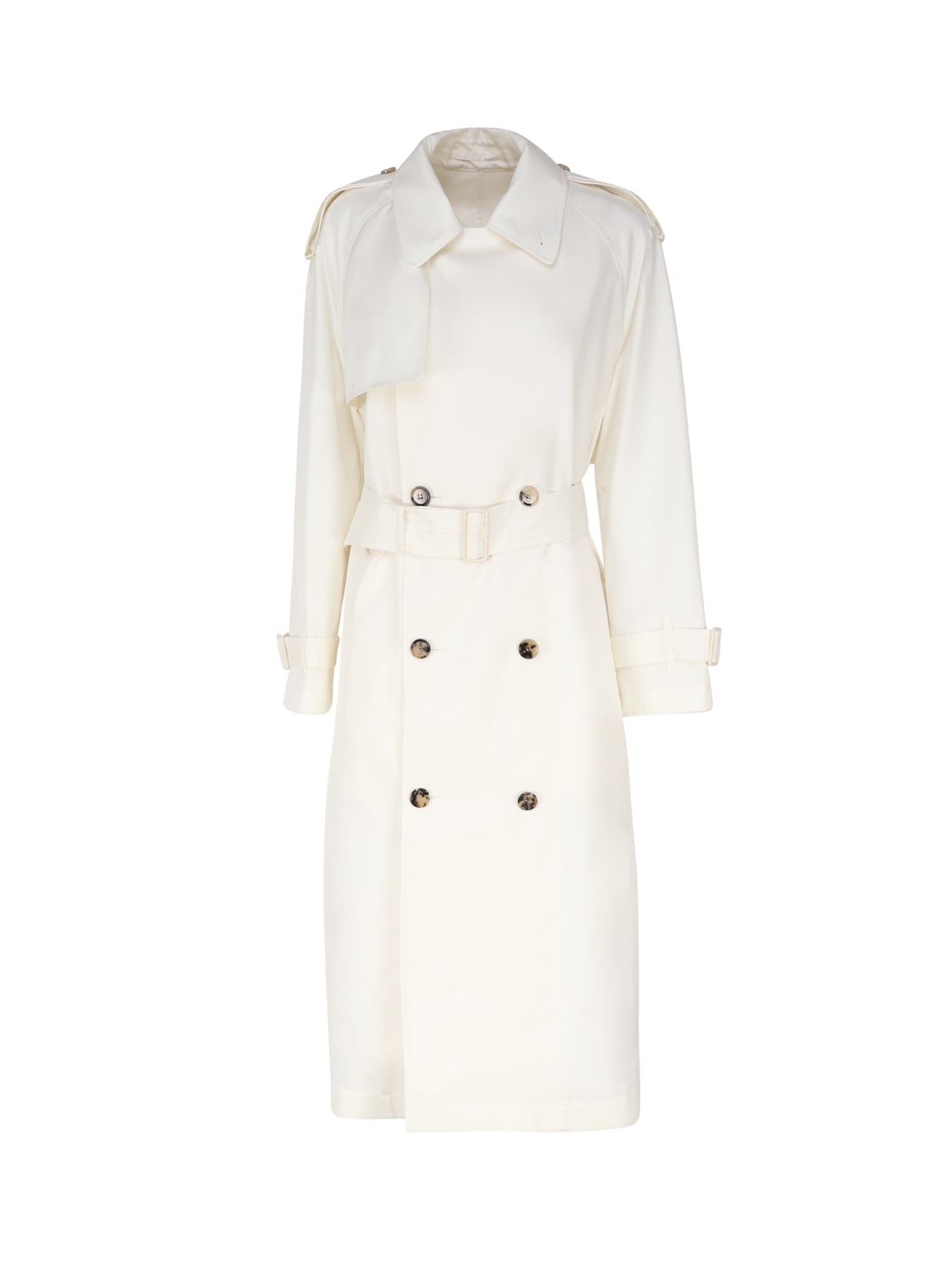 Shop Burberry Long Trench In Pure Silk In White