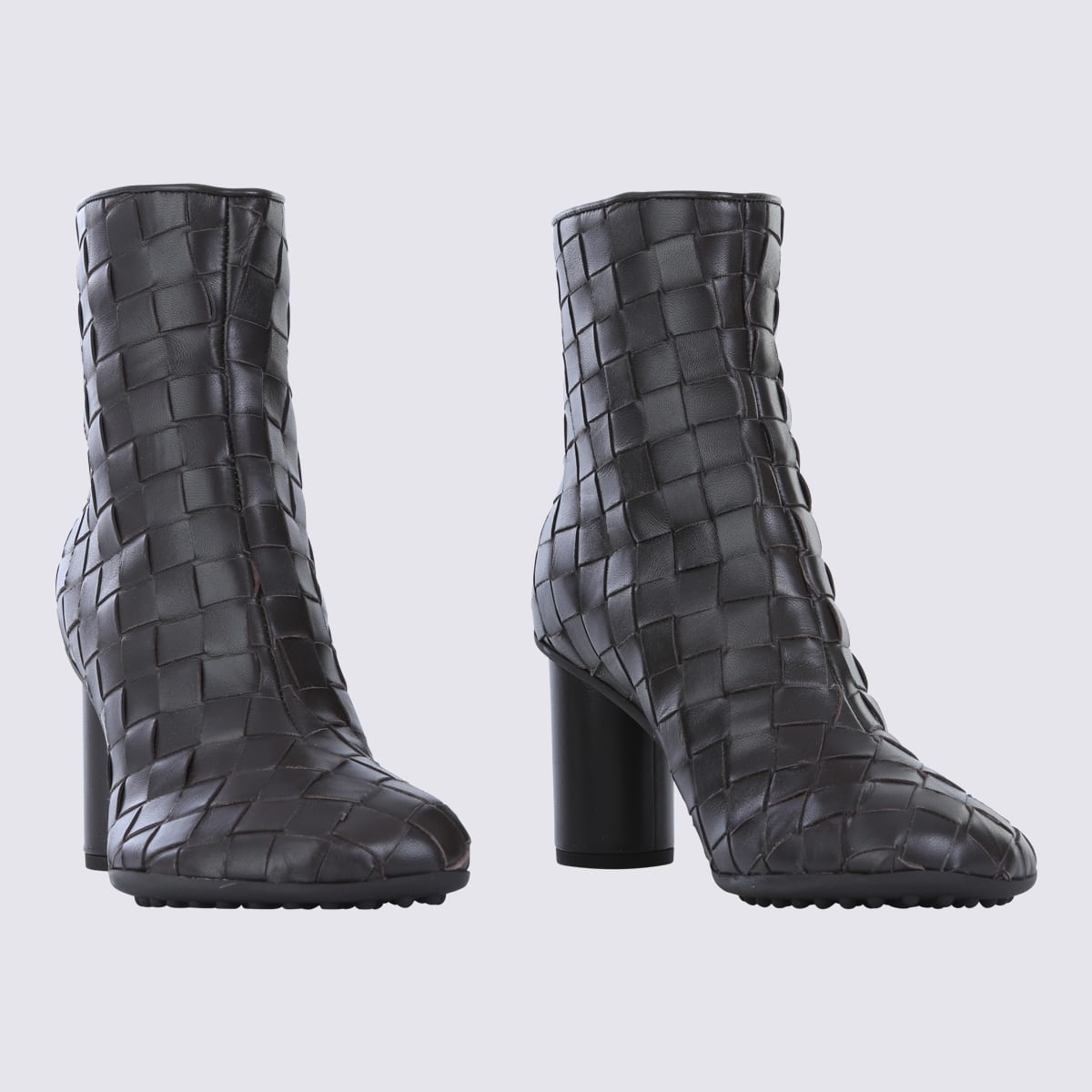Bottega Veneta Atomic 75 Intrecciato Leather Ankle Boots In Black