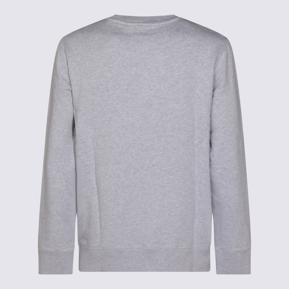 Maison Kitsuné Grey Crew Neck Sweater With Fox Patch On The Front In Wool Man In Gray