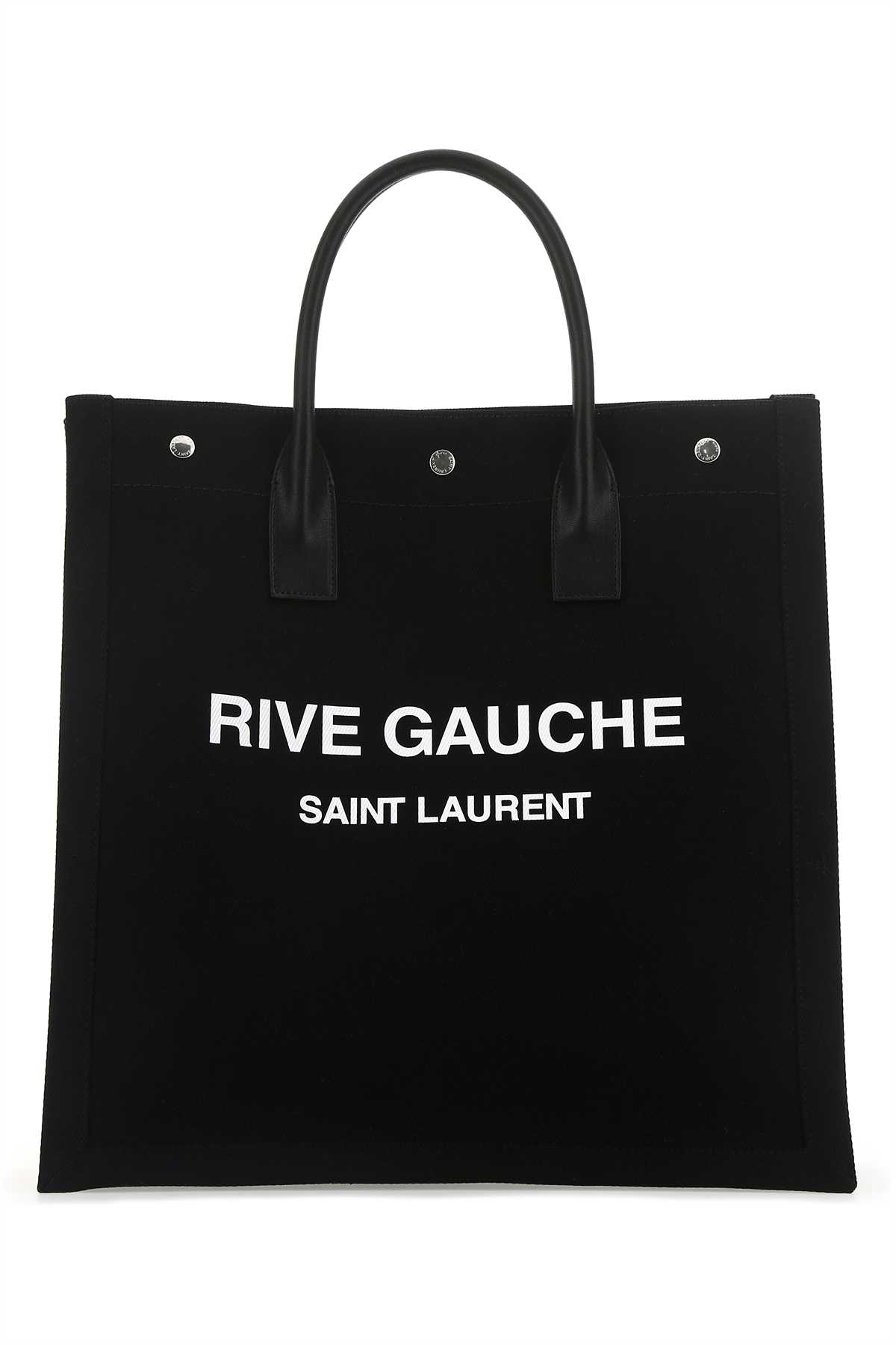 Shop Saint Laurent Black Canvas Rive Gauche Shopping Bag In 1070