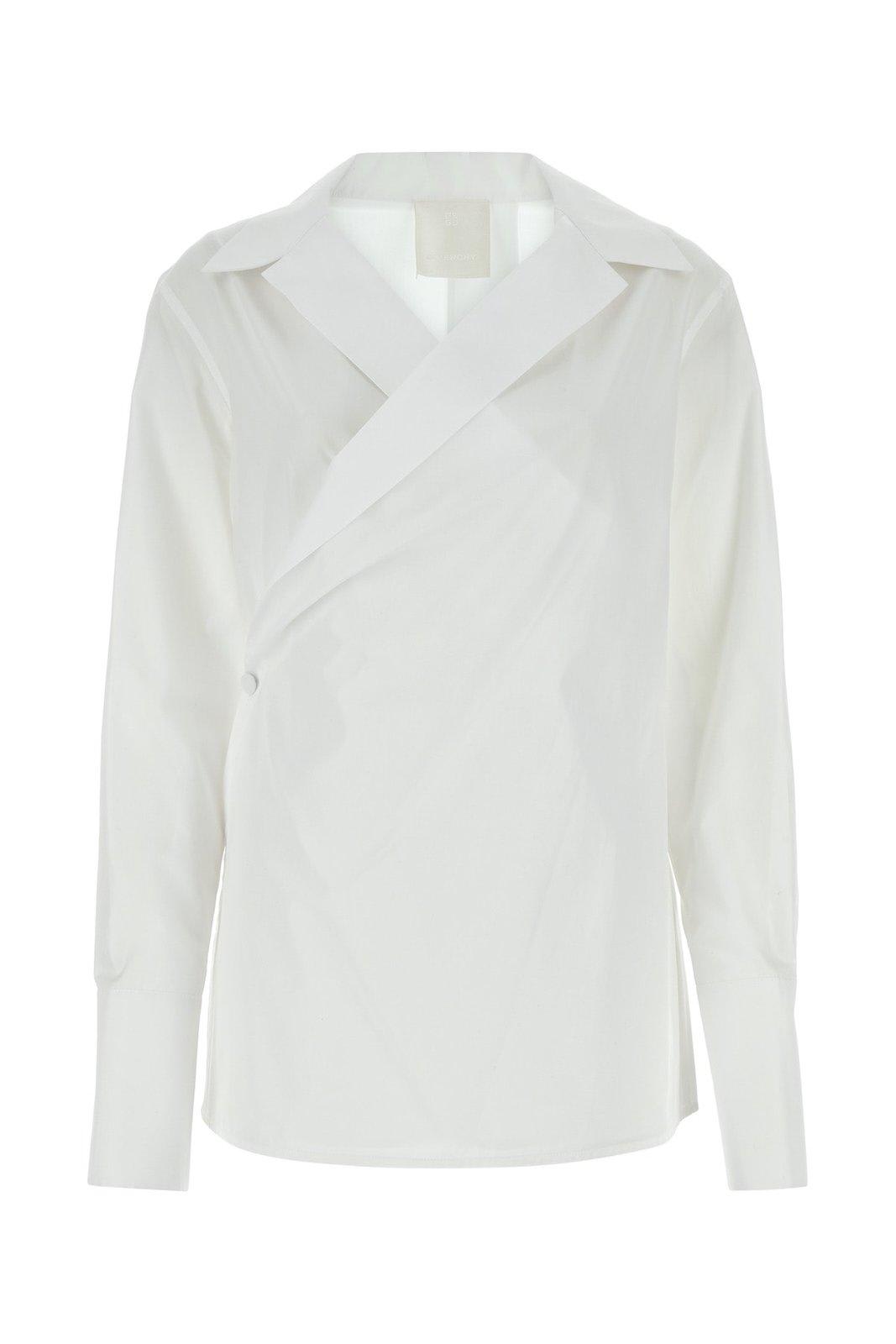 Shop Givenchy Wrap Poplin Shirt In White