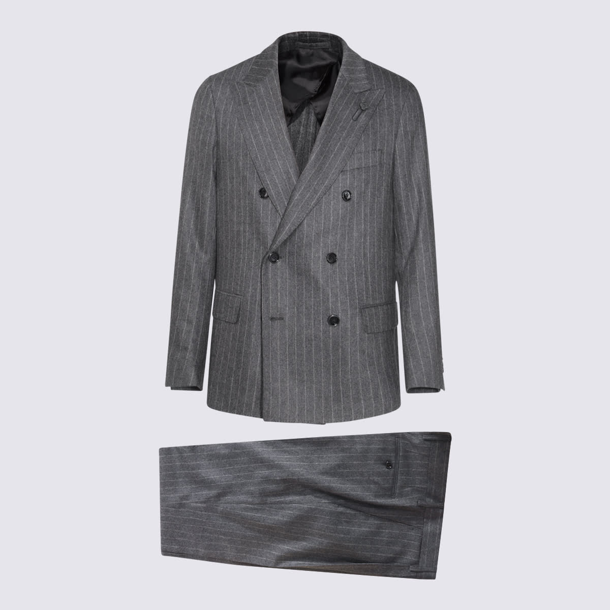 Shop Lardini Grey Wool Suits