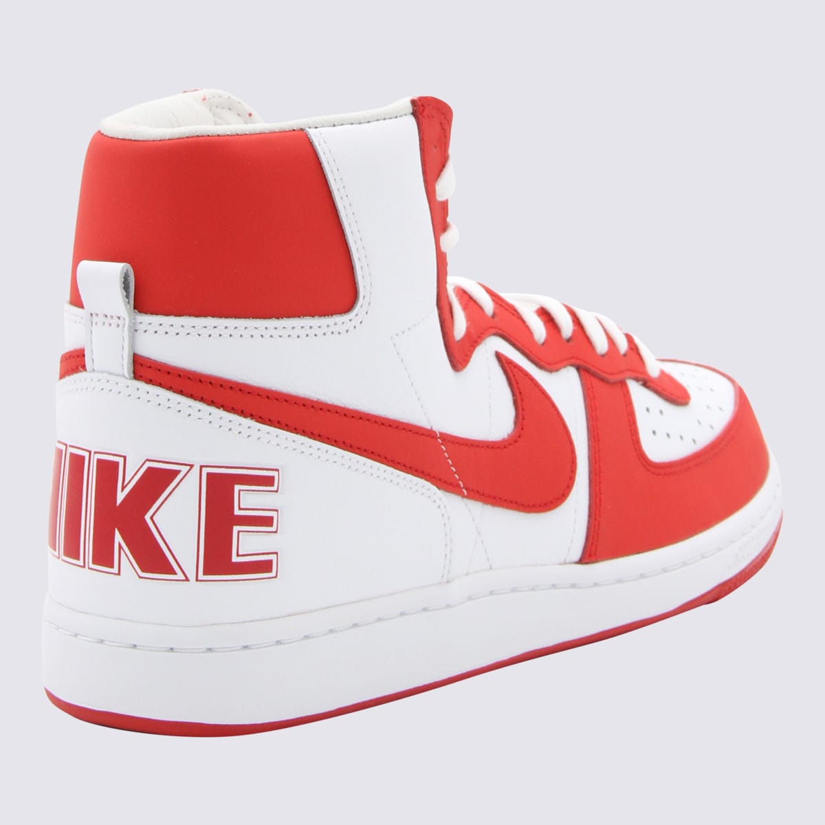 Shop Comme Des Garçons White And Red Leather Sneakers