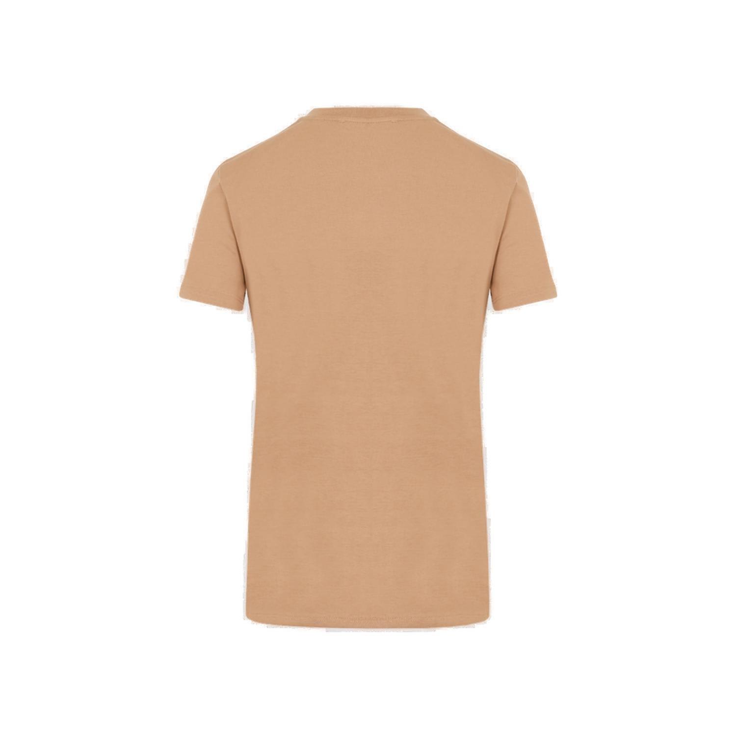 Shop Max Mara Logo Embroidered Crewneck T-shirt In Camel