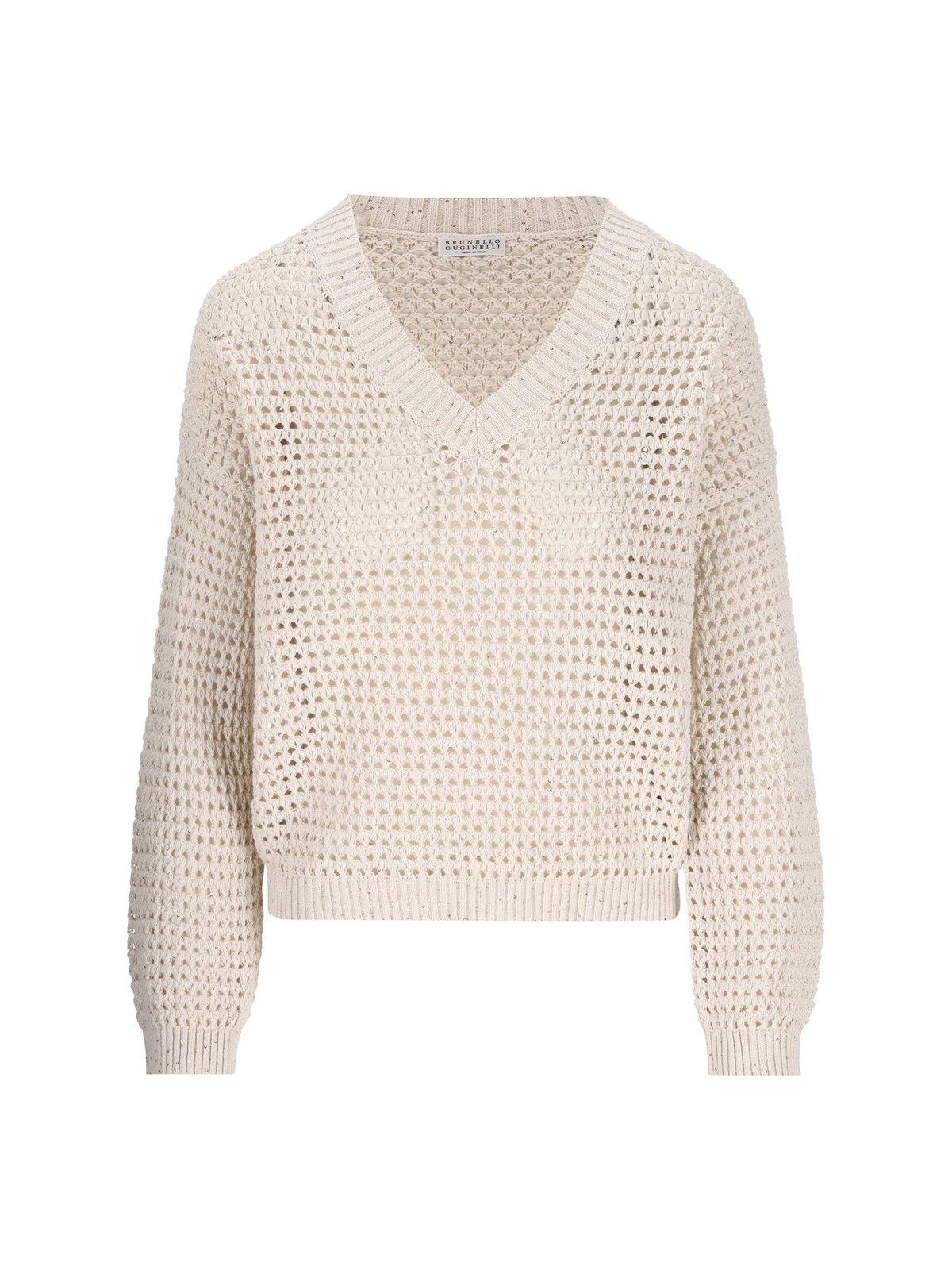 BRUNELLO CUCINELLI V-NECK KNITTED JUMPER