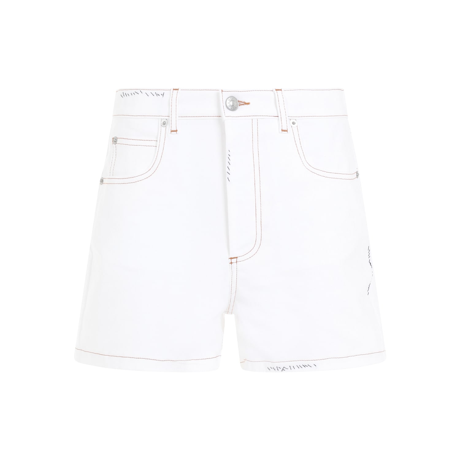 Shop Marni Short 5-pockets Trousers In Lily White