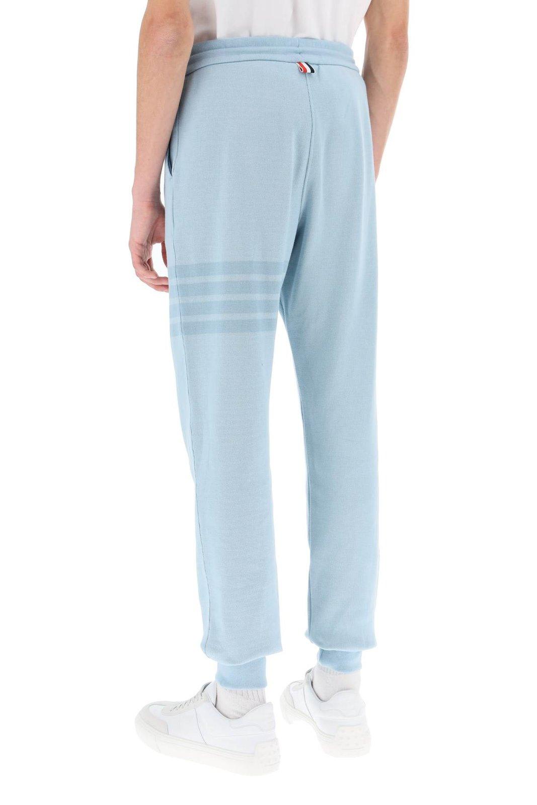 Shop Thom Browne 4-bar Striped Drawstring Track Pants In Clear Blue