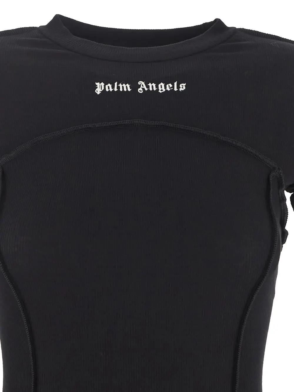 Shop Palm Angels Logo Rib Dress In Black