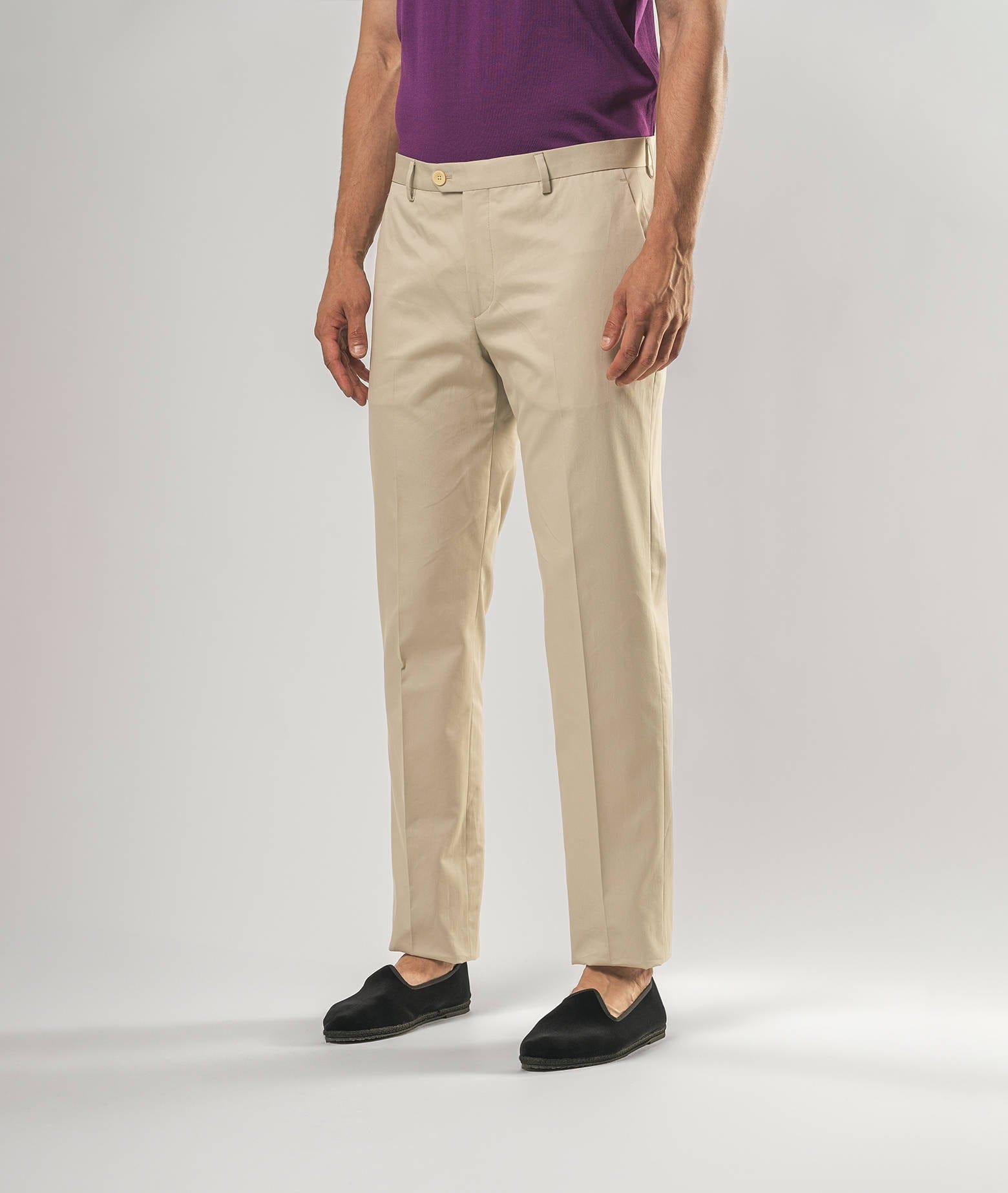 Shop Larusmiani Velvet Trousers Howard Pants In Lightgray