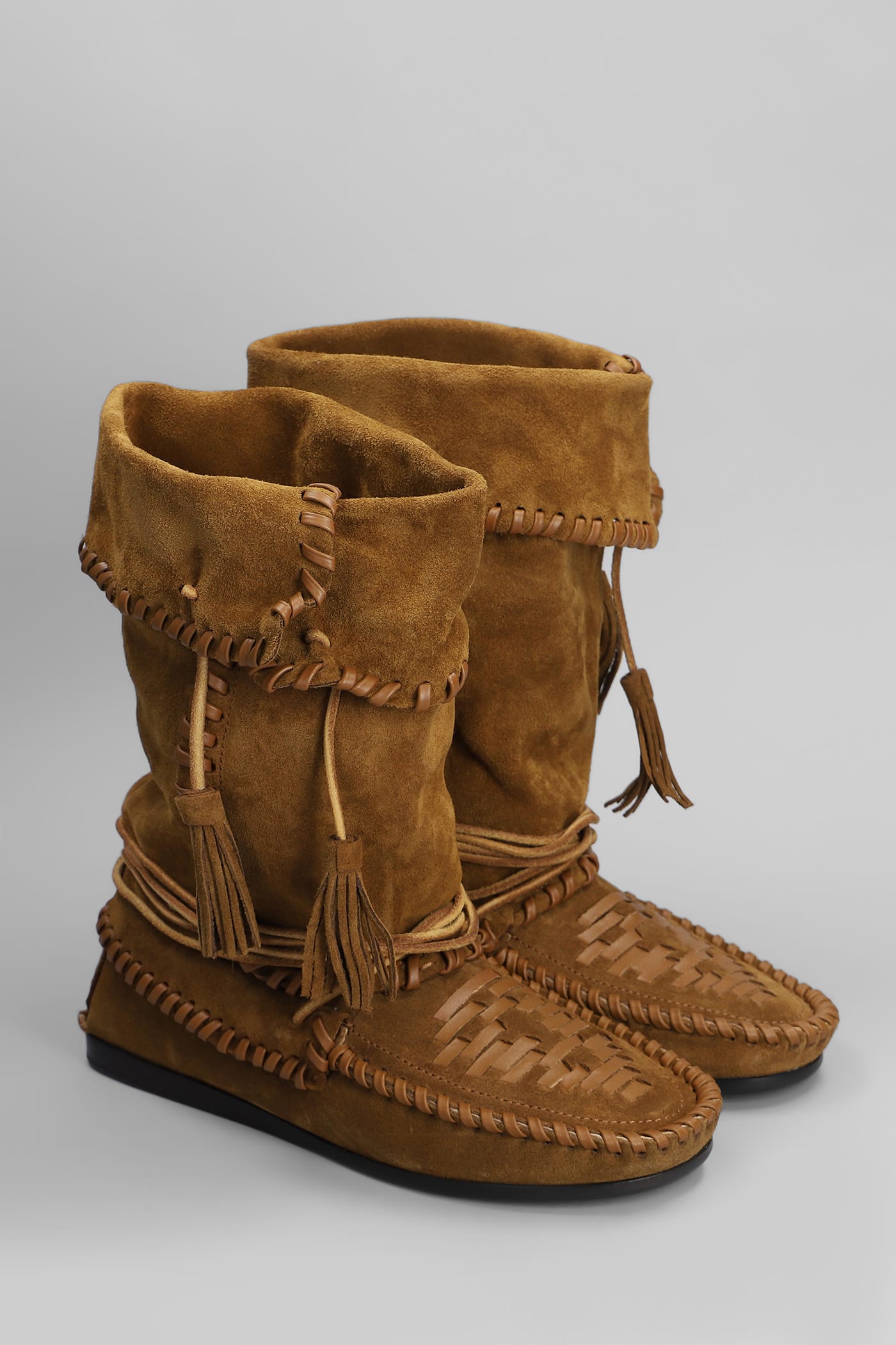 ISABEL MARANT WINKI LOW HEELS BOOTS IN BROWN SUEDE 