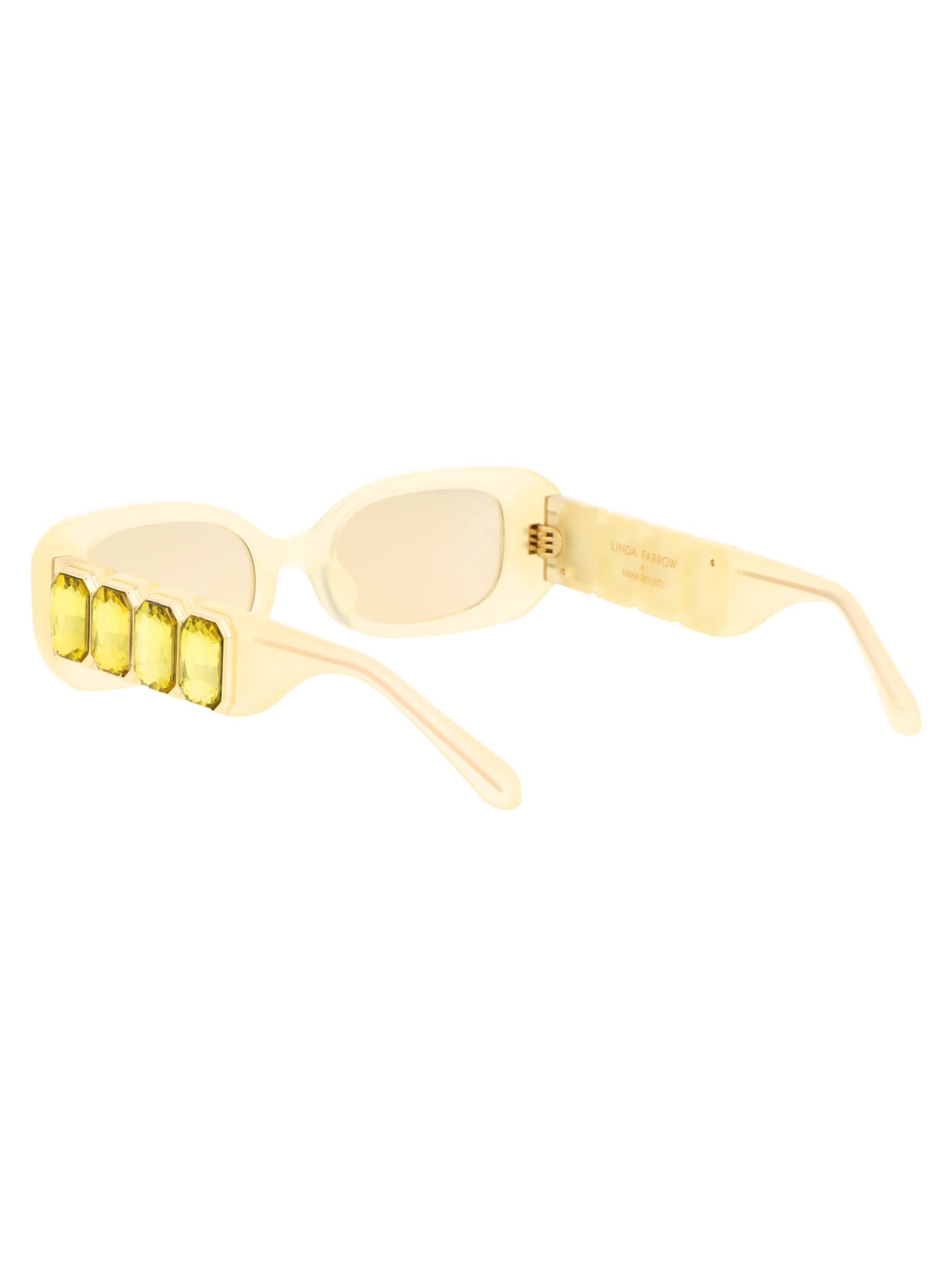 Shop Linda Farrow Lola Sunglasses In Yellow/yellowcrystal/yellow