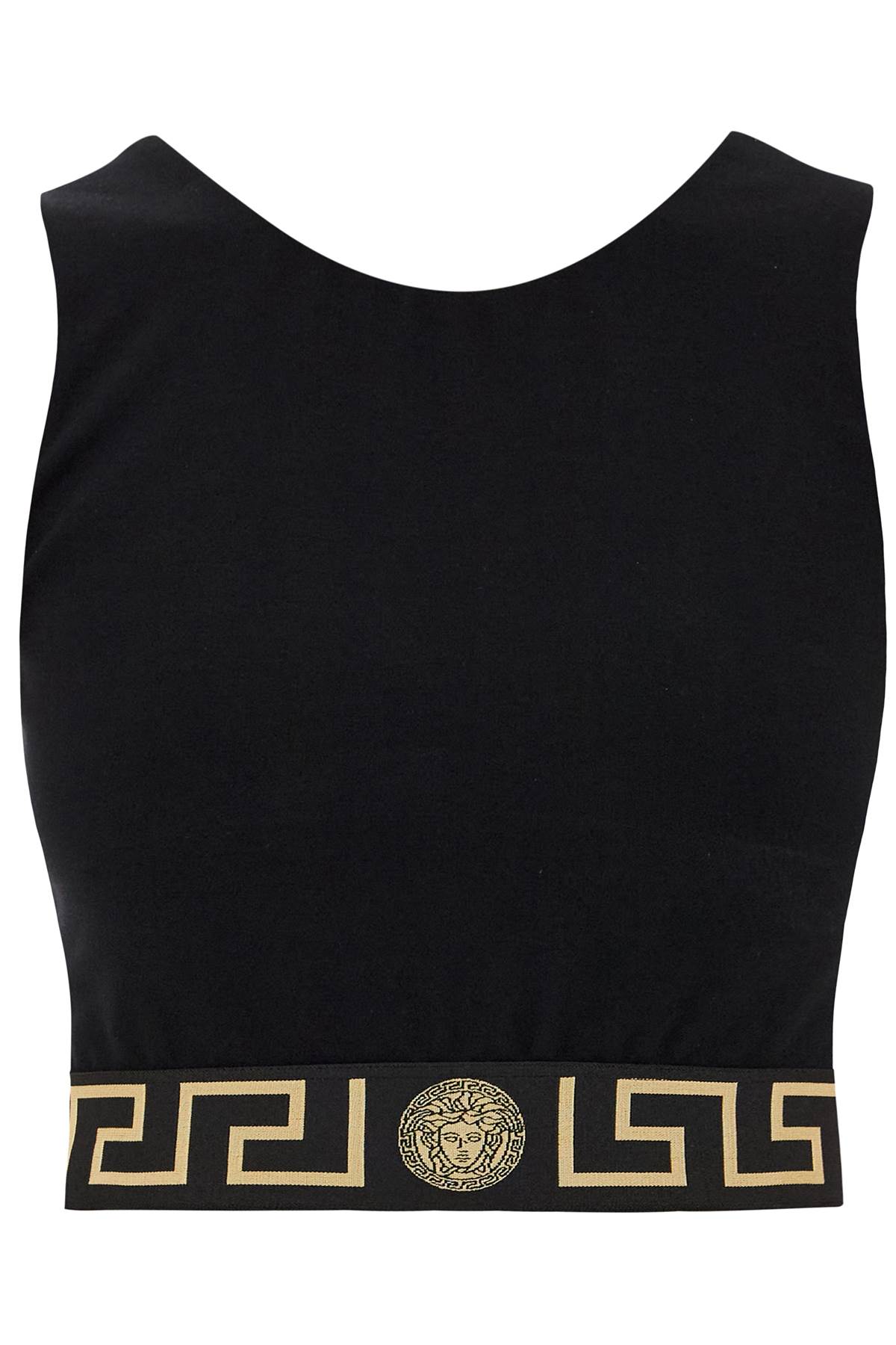 Shop Versace Sport Bra With Greek Band Design In Black