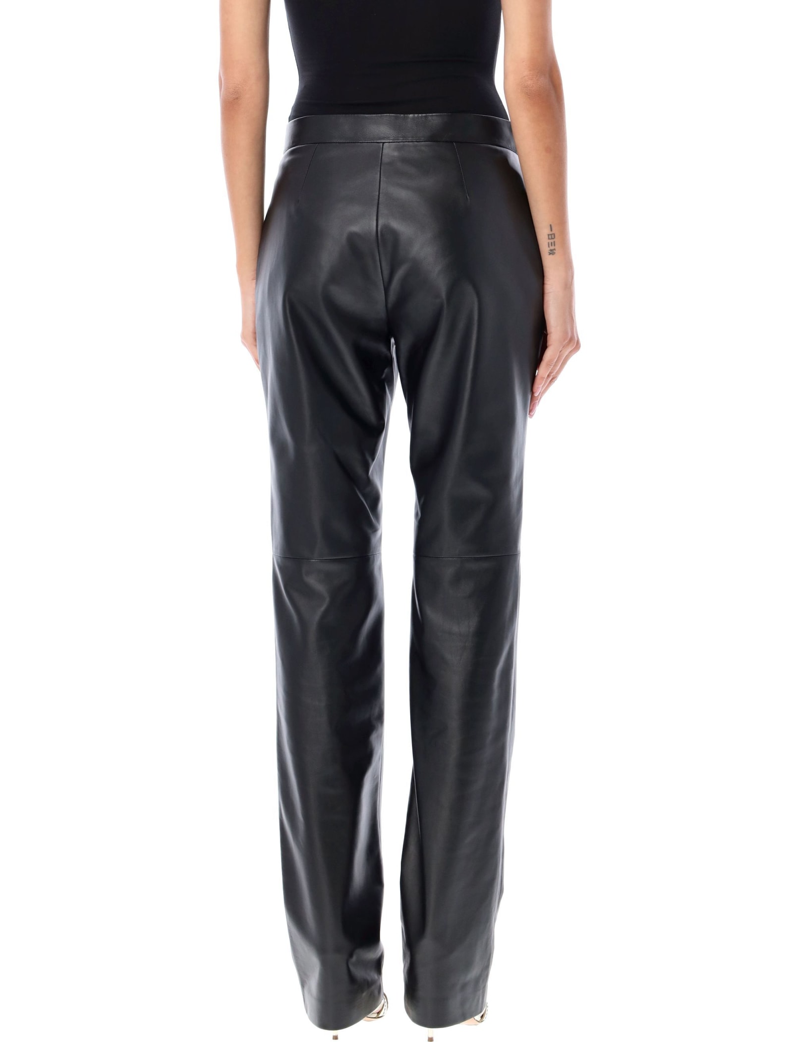 Shop Ralph Lauren Leather Pant In Black