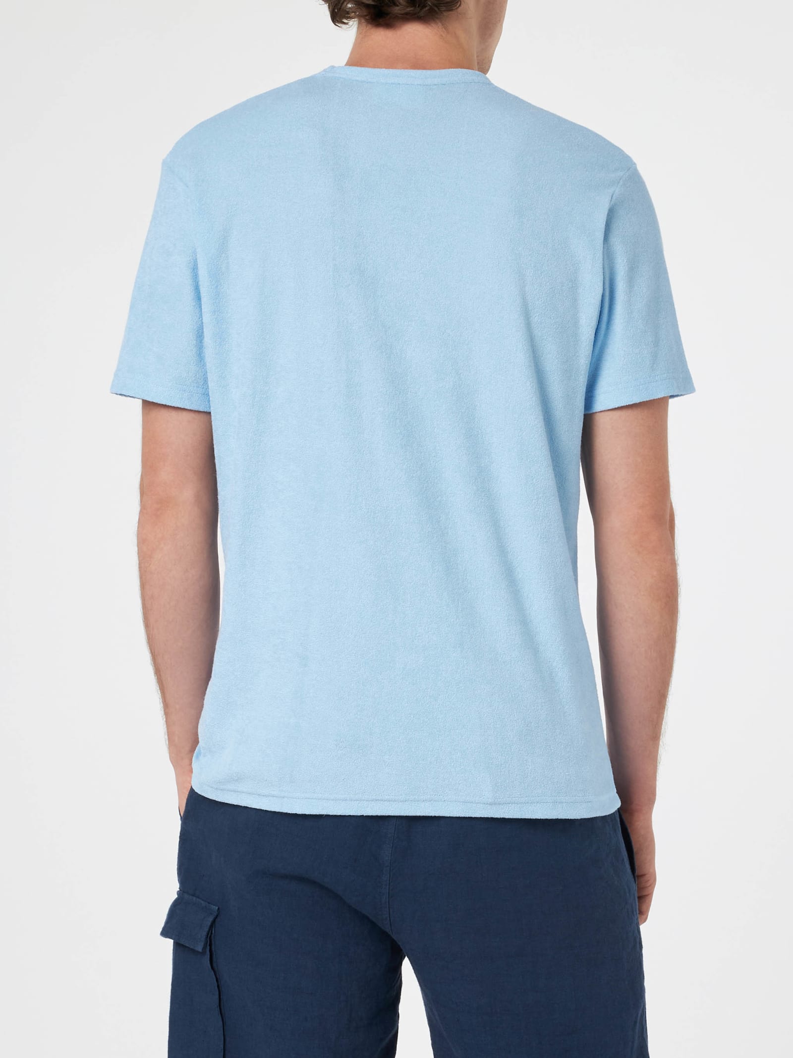 MC2 SAINT BARTH MAN LIGHT BLUE TERRY T-SHIRT GARY WITH ST. BARTH EMBROIDERY
