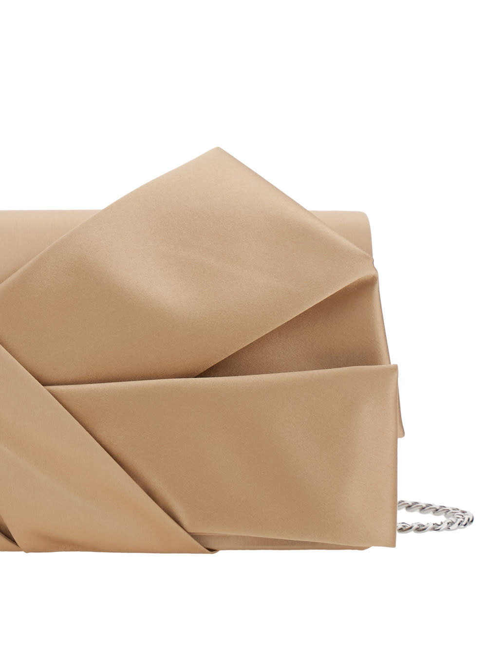 Beige Clutch Bag With Geometric Inserts Design In Silk And Viscose Blend Woman