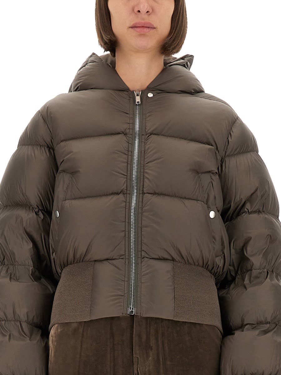 Rick Owens Down Jacket With Hood In Brown