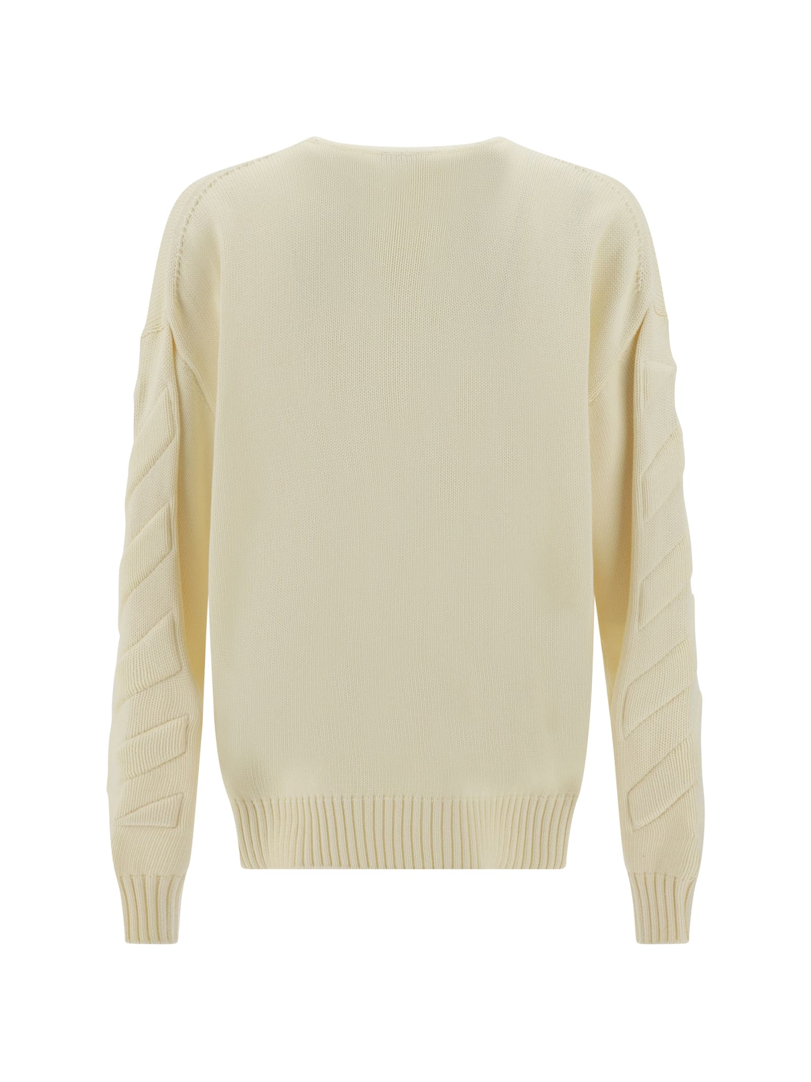 Off-white Sweater With Embossed Diagonal Motif In Cream Cream