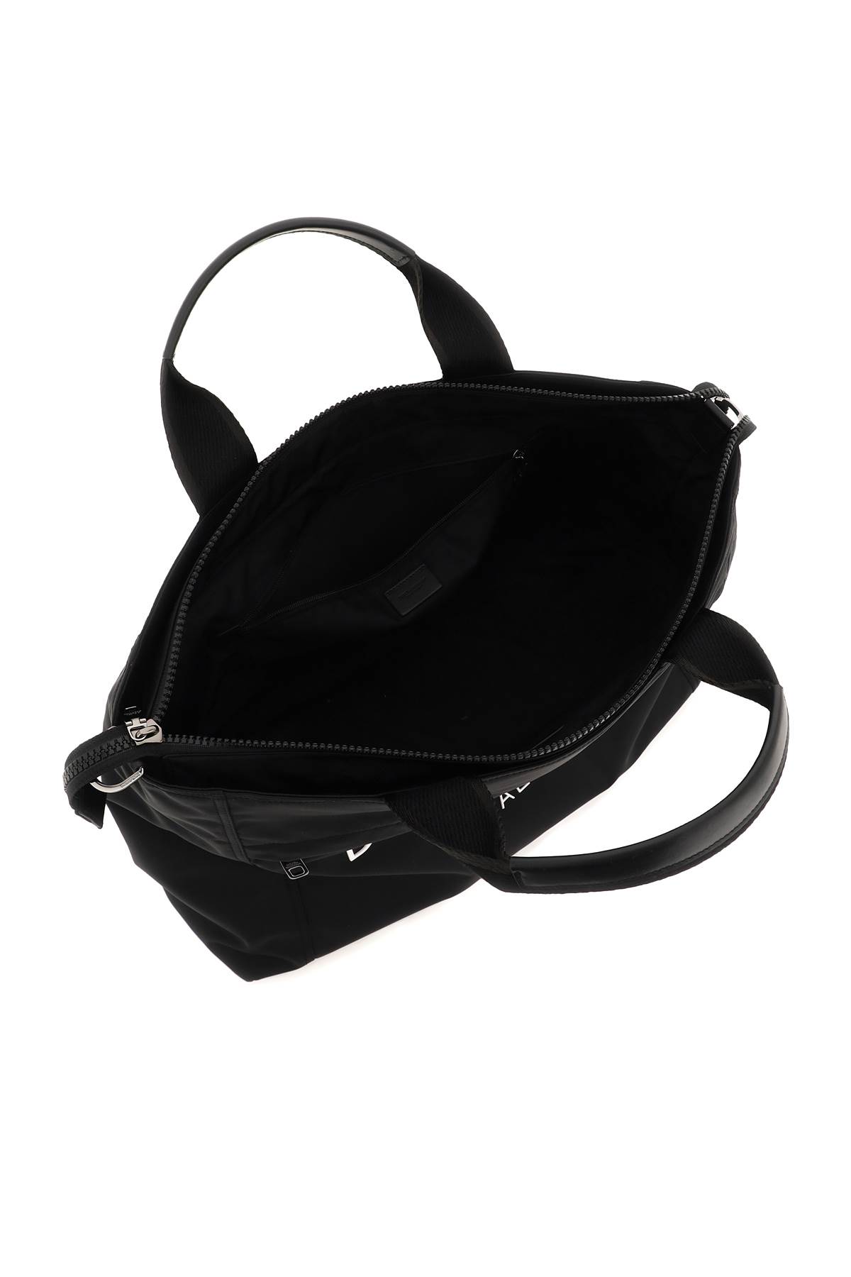 Dolce & Gabbana Black Gym Bag With Contrasting Logo Print In Polyamide Man In Nero/nero