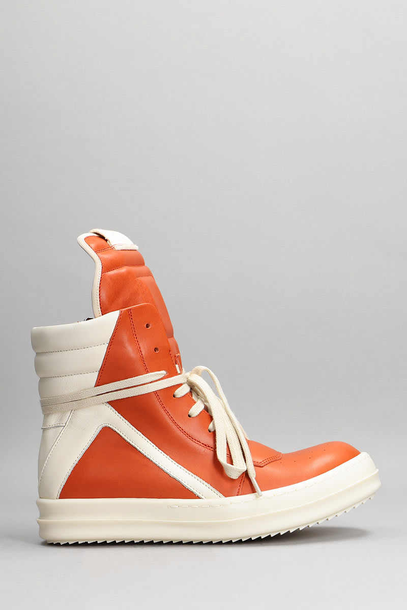 Rick Owens Geobasket Trainers In Orange Leather | ModeSens