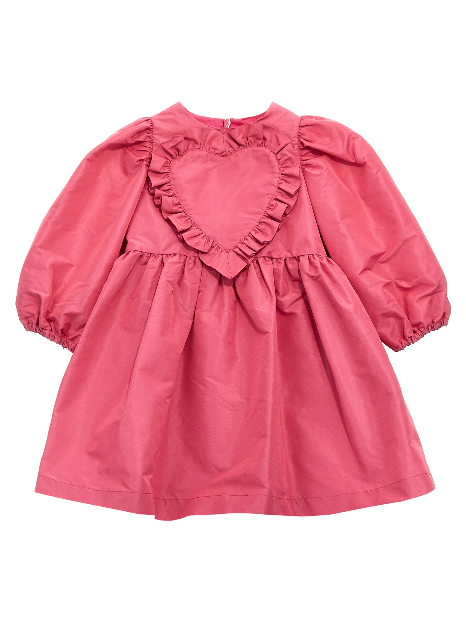 Stella Mccartney Kids' Heart Detail Taffeta Dress In Fuchsia