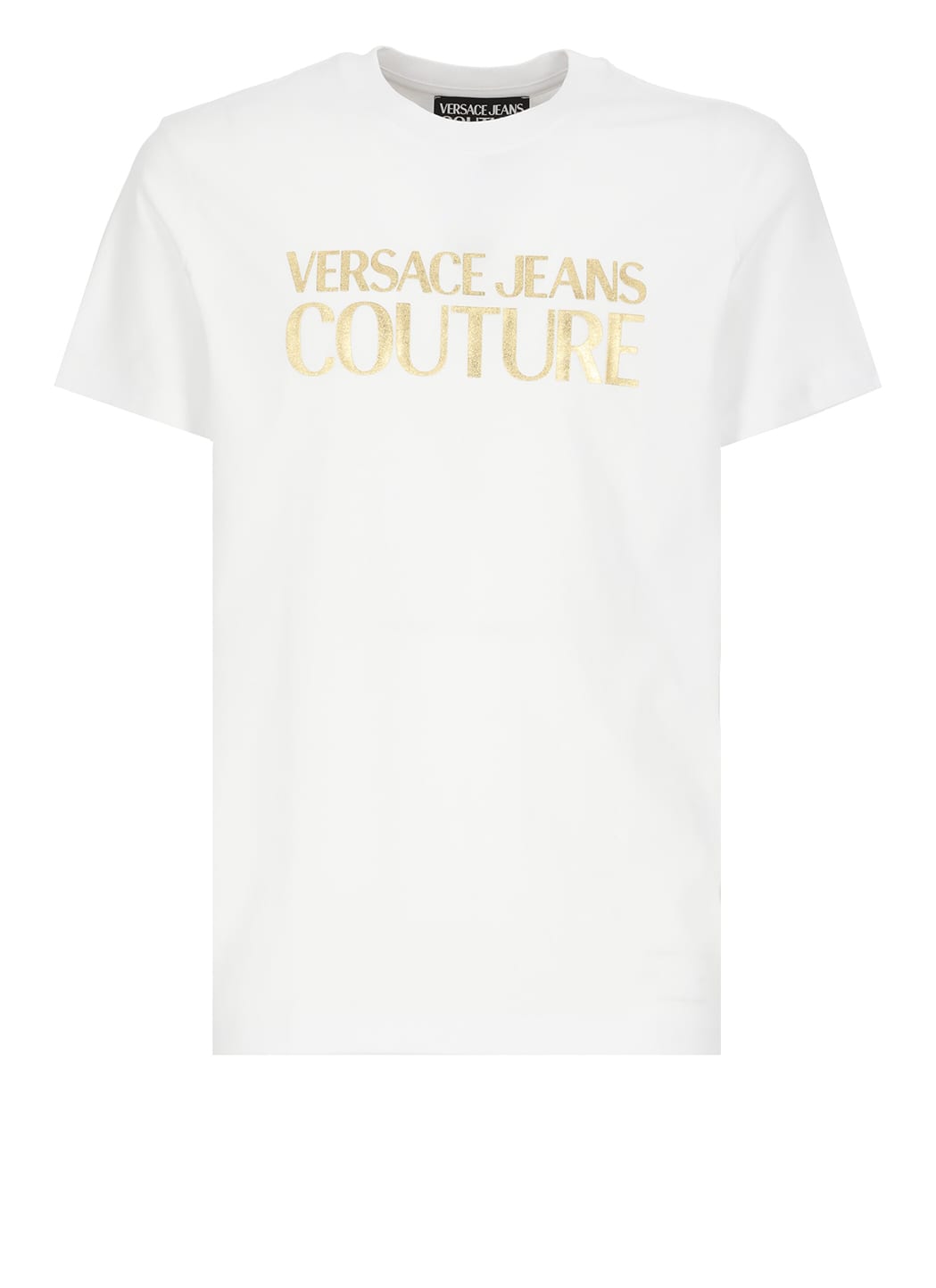 Shop Versace Jeans Couture T-shirt With Vemblem Logo In White