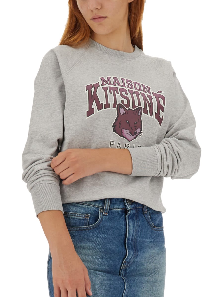 Maison Kitsuné Campus Fox Print Sweatshirt In Grey