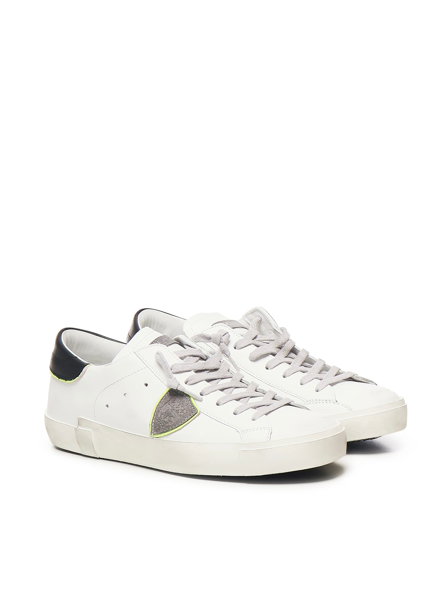 Philippe Model Paris Worn-look Low-top Sneakers In White