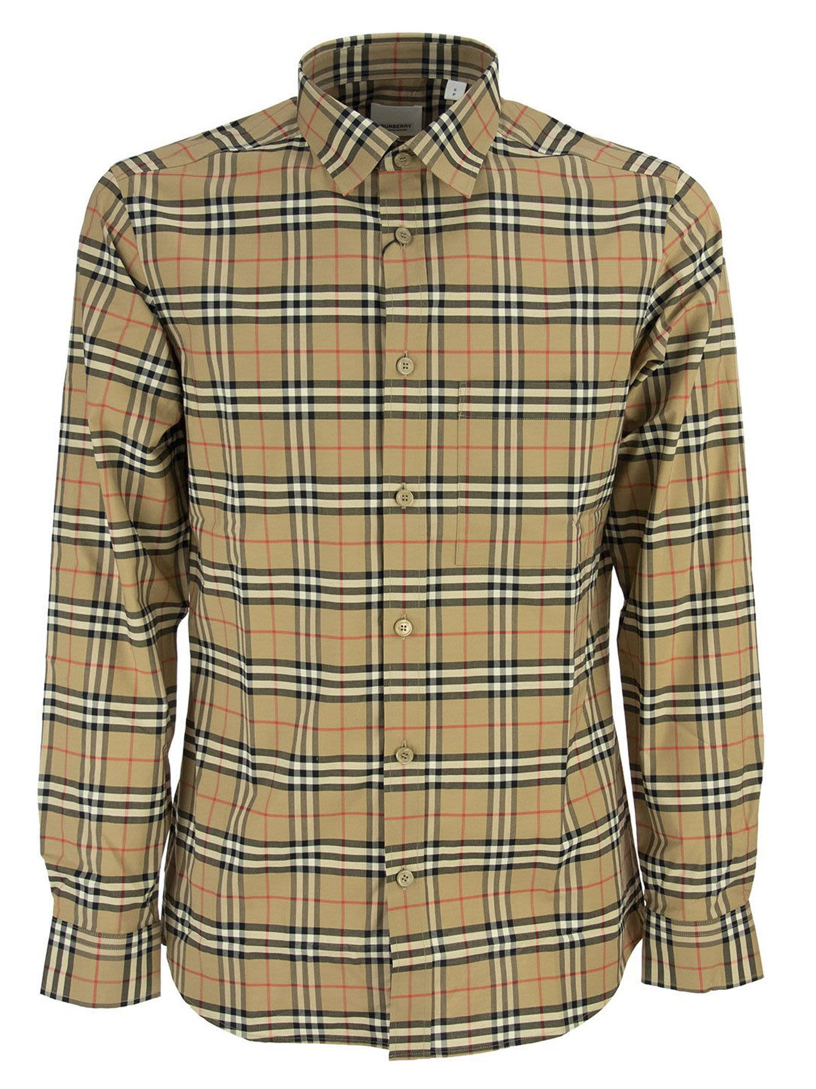 Burberry Simpson - Small Scale Check Stretch Cotton Shirt