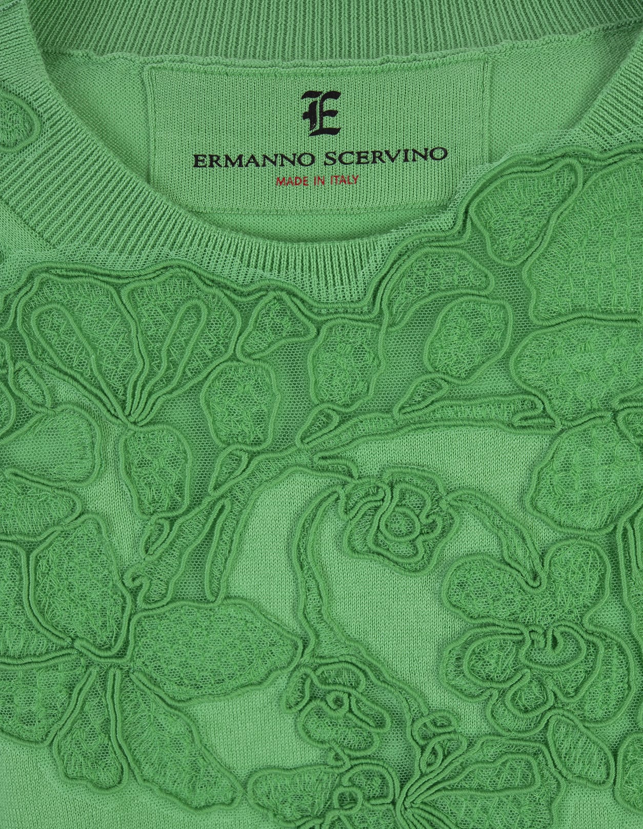 Shop Ermanno Scervino Green Knitted Sleeveless Top With Lace