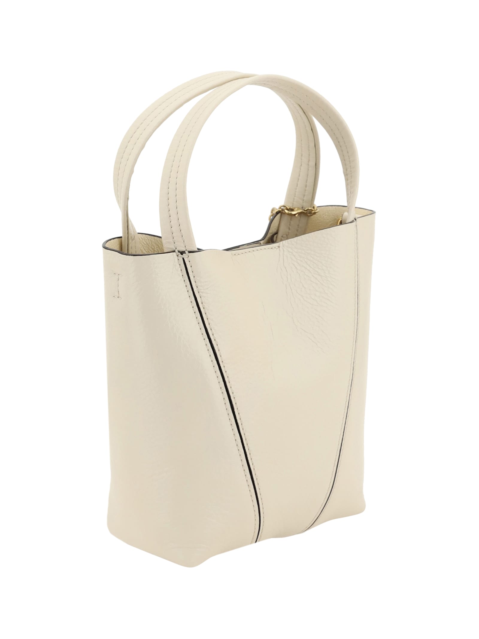 Chloé Spin Garnet Leather Small Tote Bag In Neutral