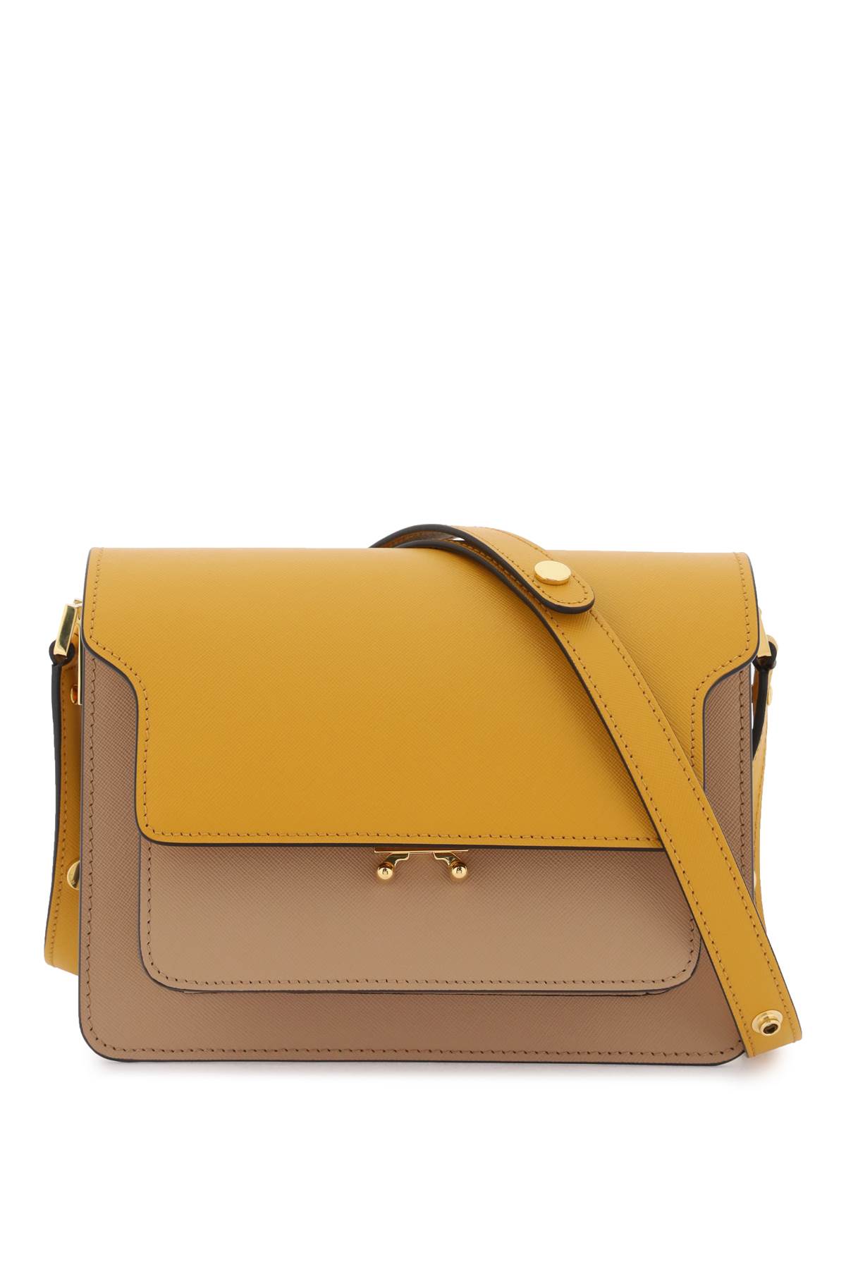 Shop Marni Tricolor Leather Medium Trunk Bag In Yellow