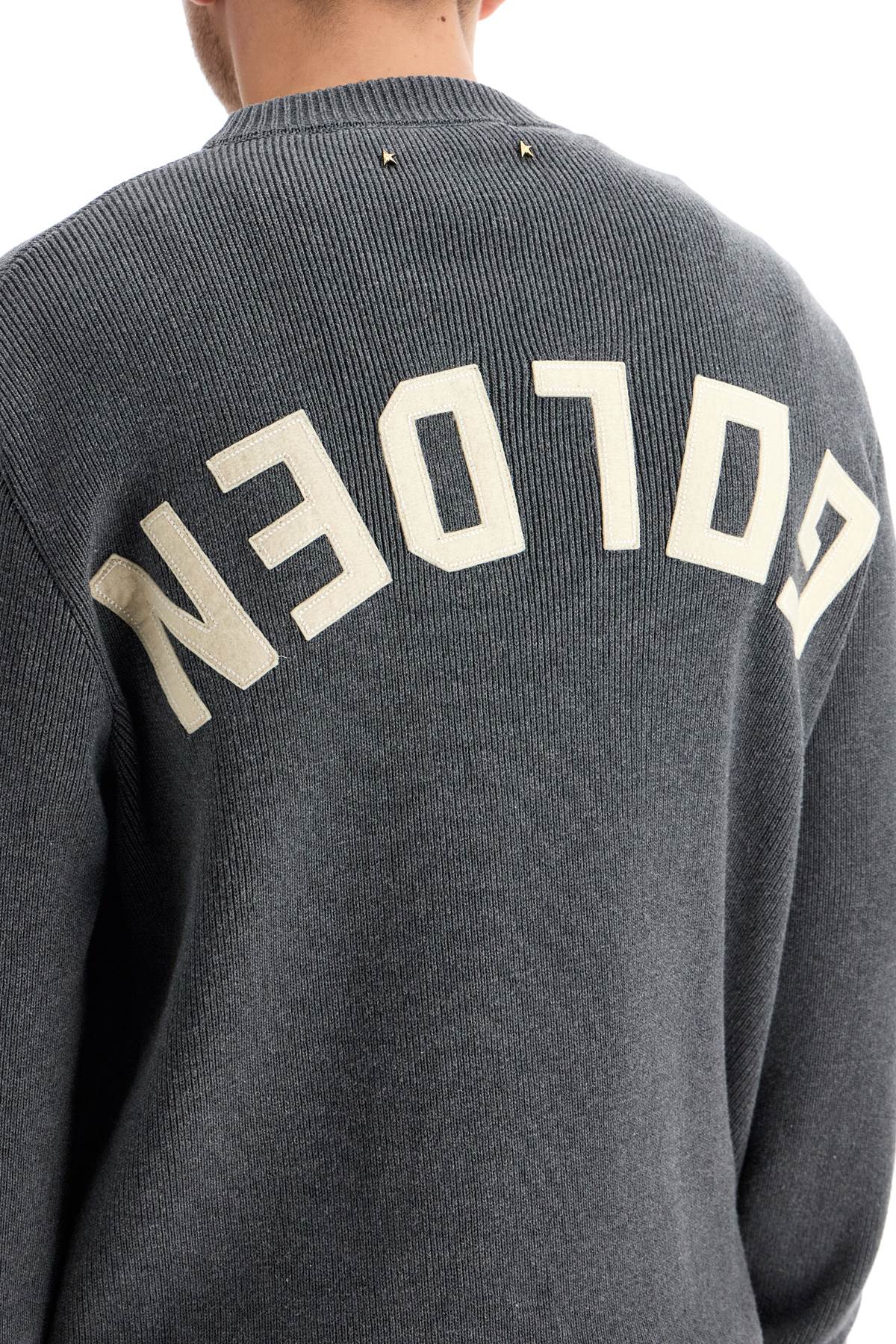 Shop Golden Goose Cotton Pullover With Logo Design In Dark Grey Melange (grey)