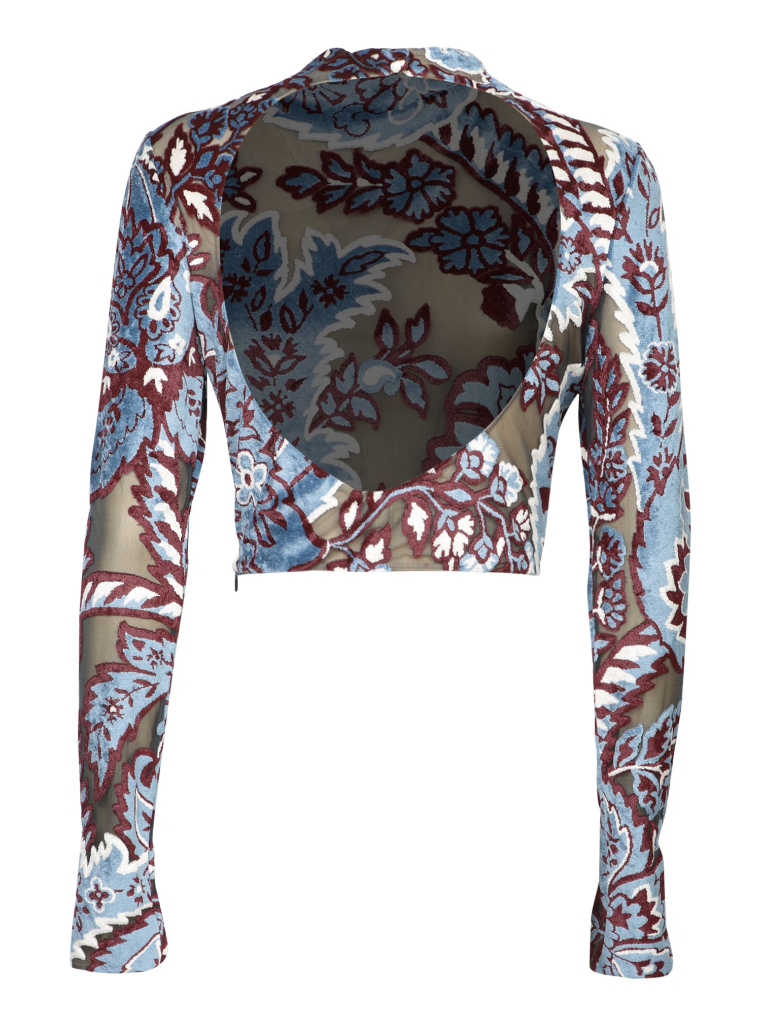 Shop Etro Blue Tattoo Velvet Crop Top