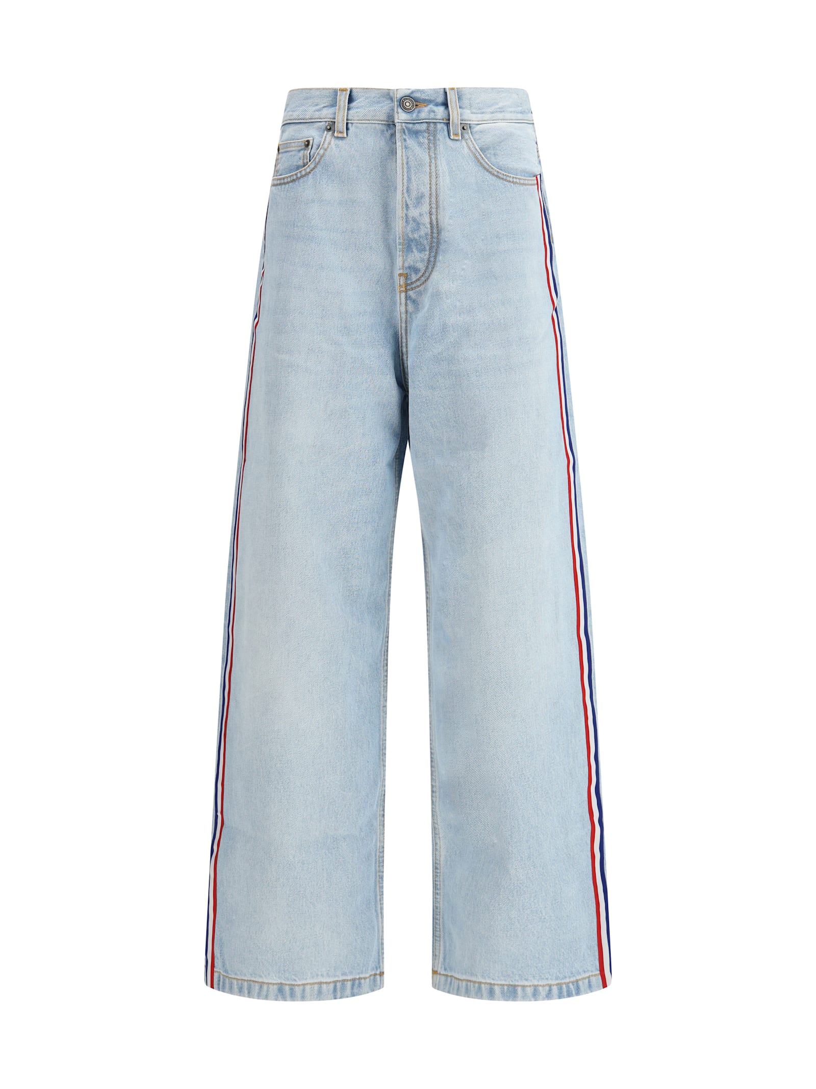 Fiorucci Tricolor Stripe Baggy Jeans In Multi