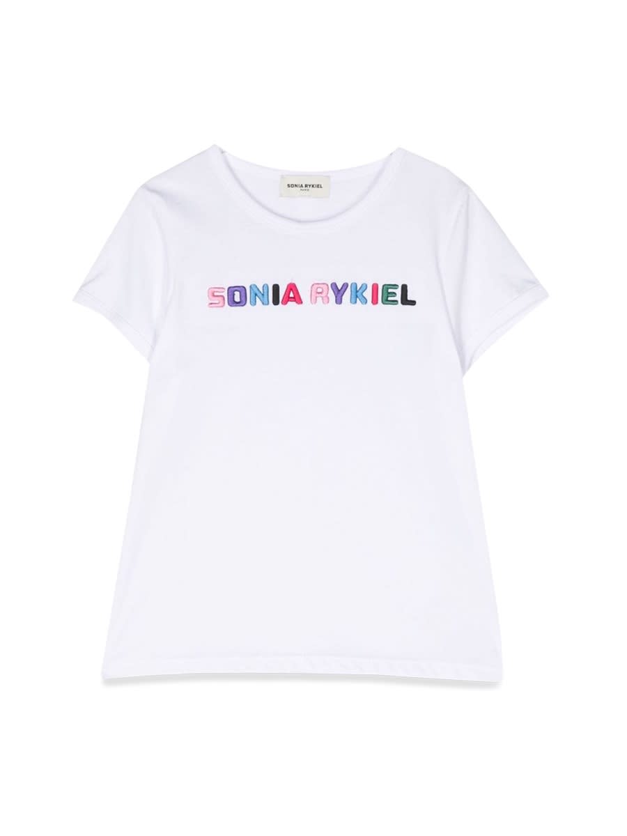 Shop Sonia Rykiel T-shirt Logo Contrasting Profiles In White