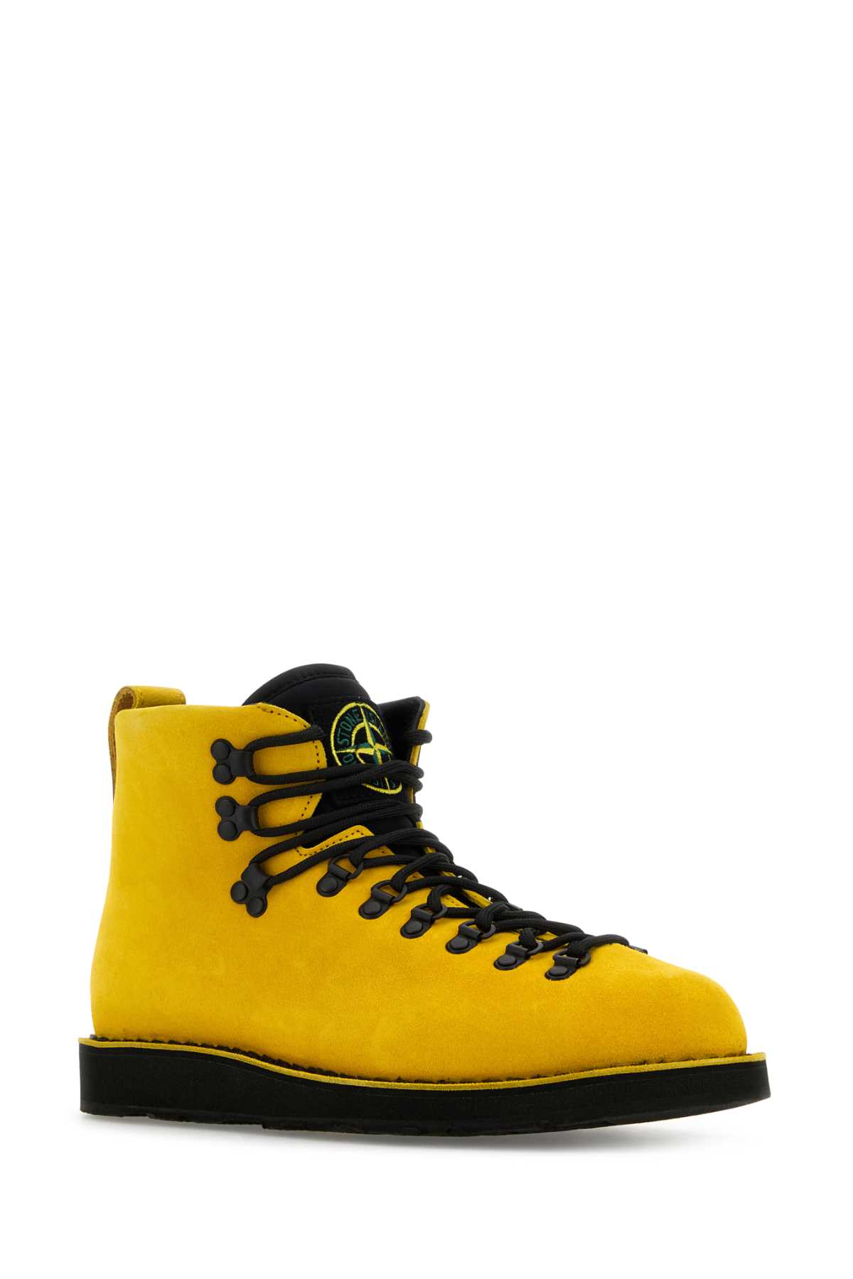 Shop Stone Island Yellow Leather S0204 Nabuk Sneakers